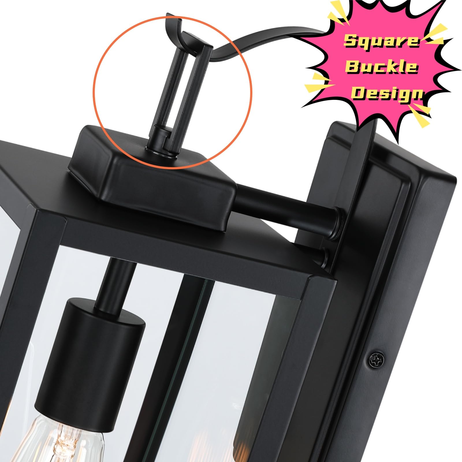 WISBEAM Large Outdoor Wall Light Fixture, 17.75in Modern Porch Sconce, Metal Construction, Clear Glass, No Sensor, Model 19011