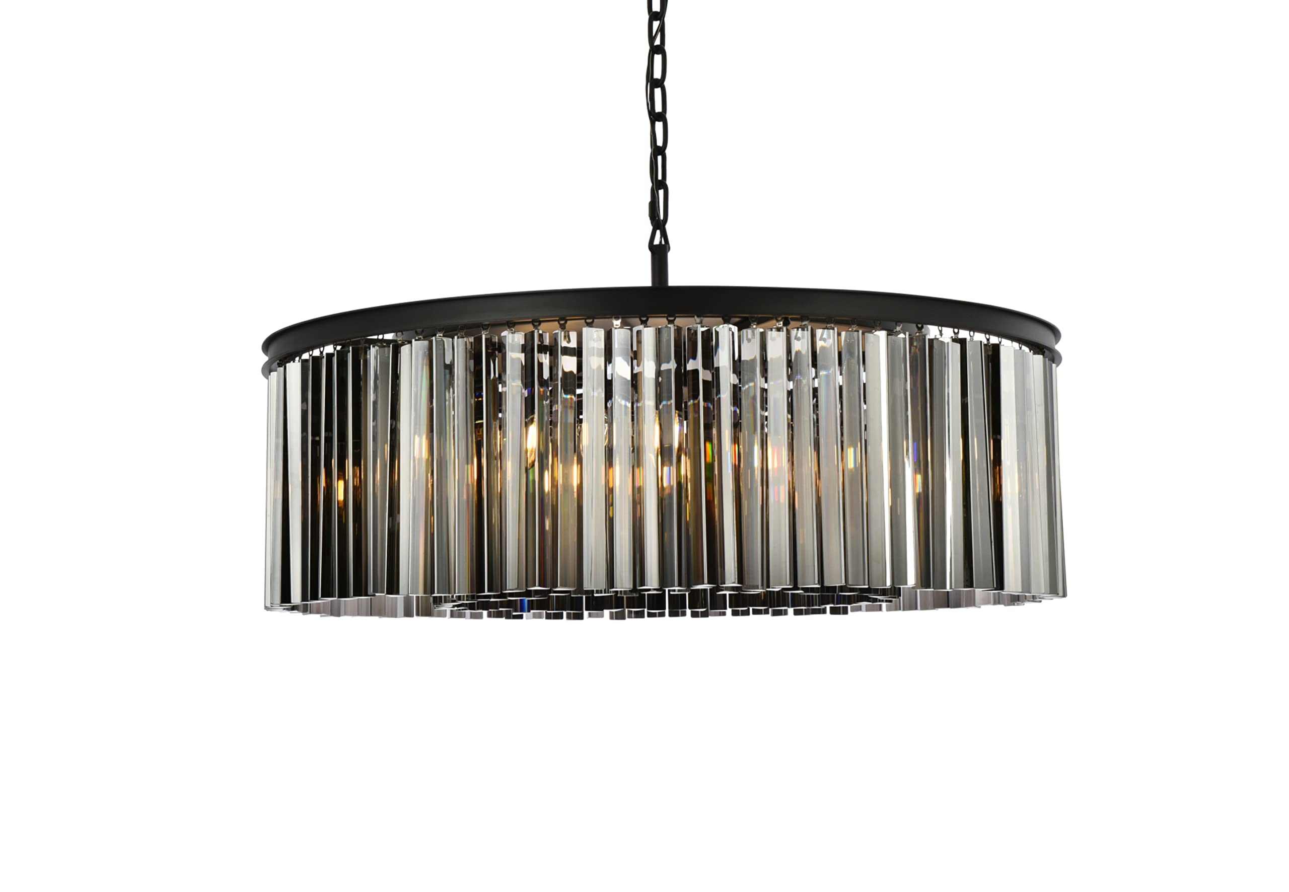 Elegant Lighting Sydney Collection 10-Light Pendant Lamp with Royal Cut Silver Shade Crystals, Mocha Brown Finish