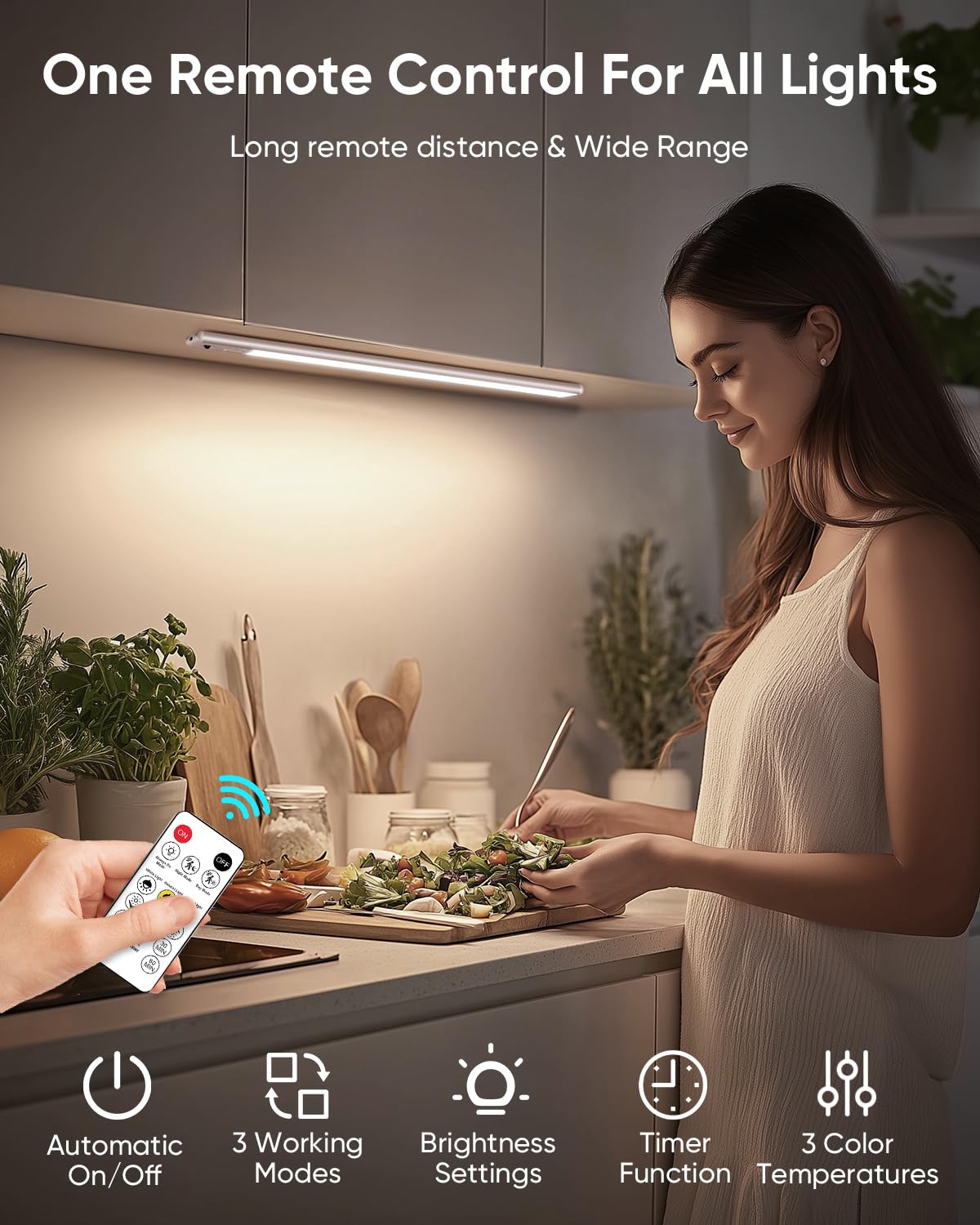 Under Cabinet Lighting Wireless W/Remote,3000Mah Rechargeable Battery 62 Led Motion Sensor Light Indoor,3 Color Temps Closet Lig