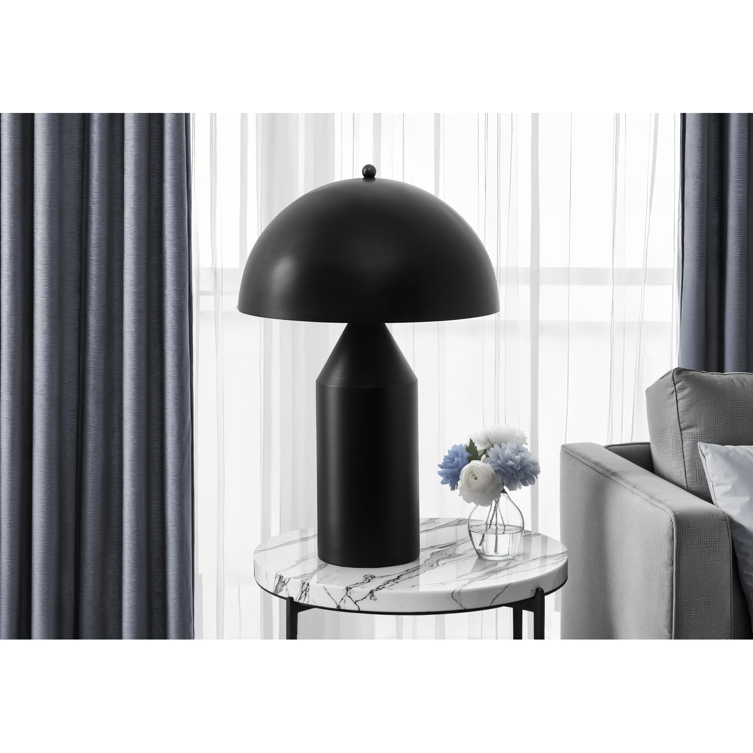 Monarch Specialties Table Lamp I 9952, 23in H, Black Metal, 15inL x 15inW x 22.5inH, Black