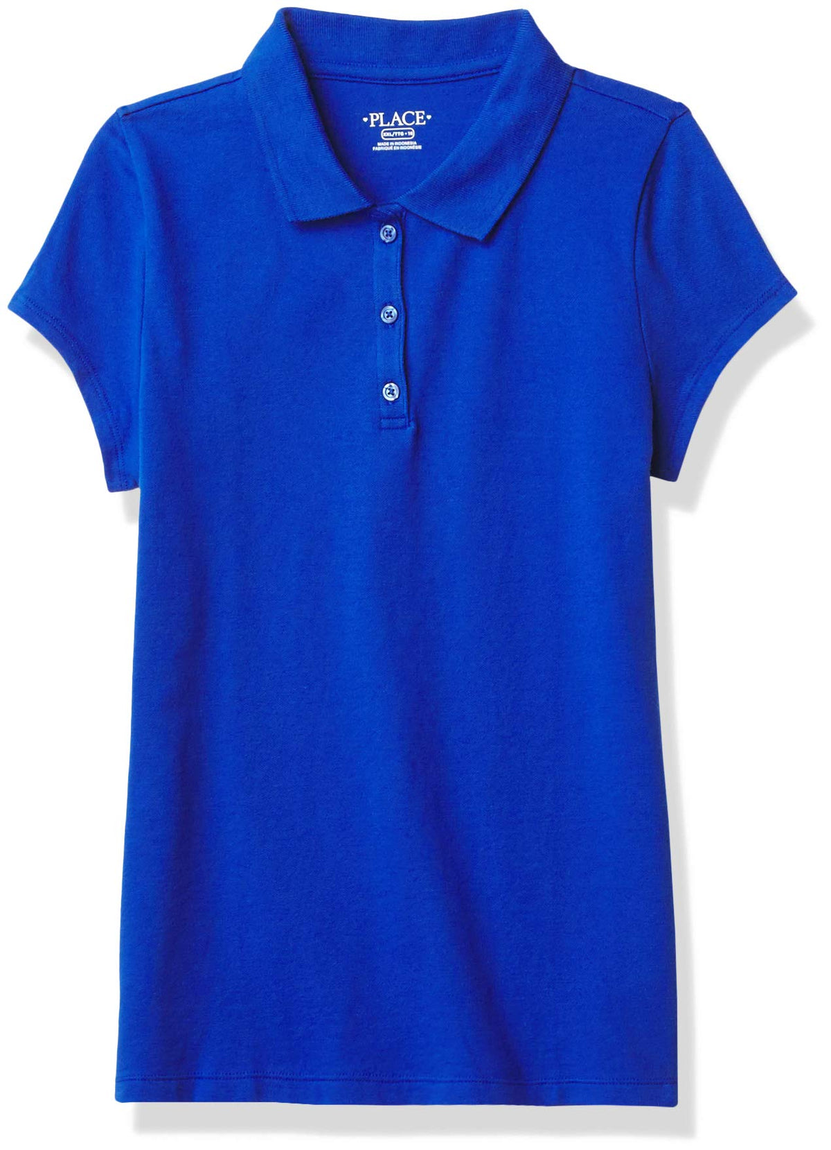 The Childrens Place Girls Uniform Ruffle Pique Polo Shirt, Renew Blue, Xl 14 Plus