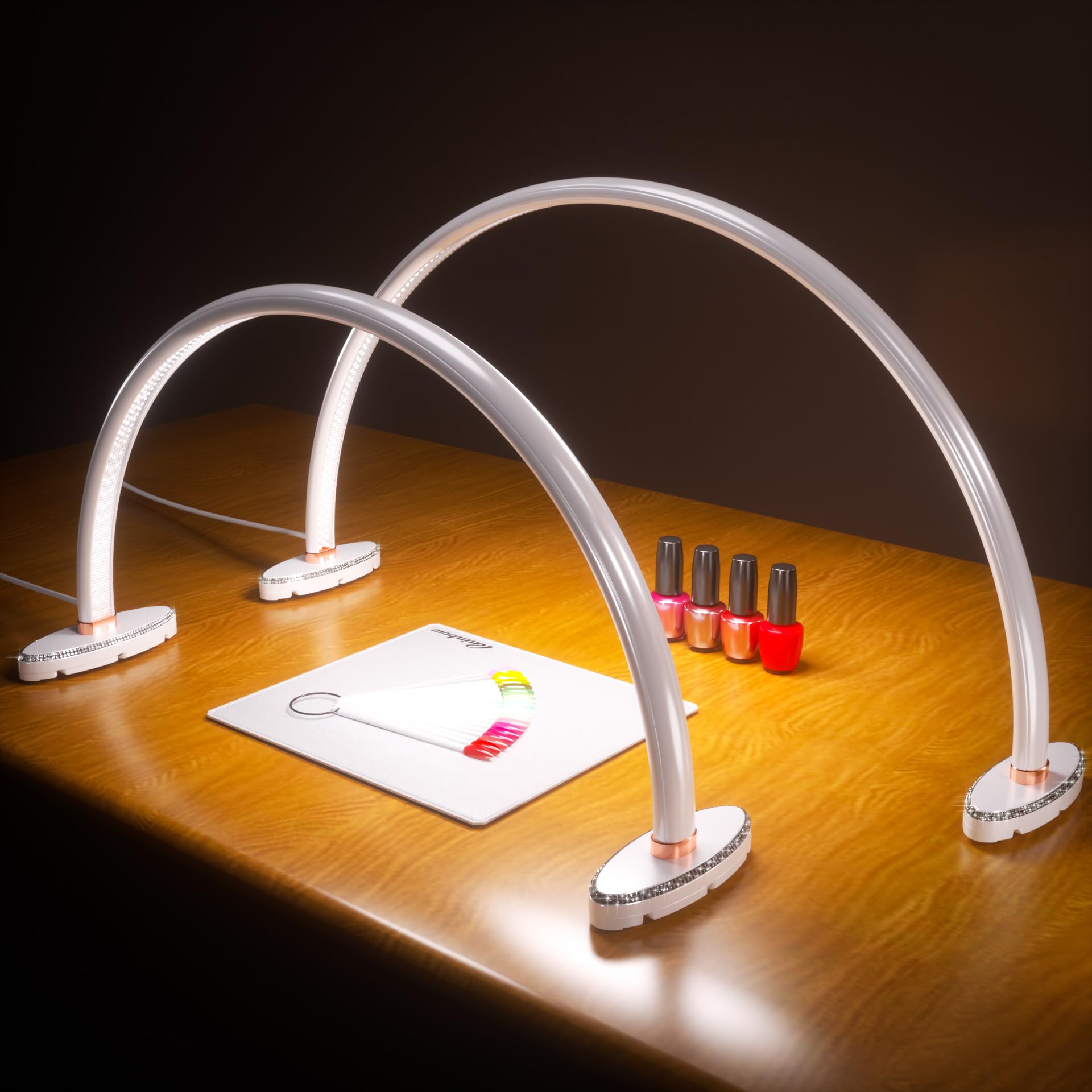 Half Moon Light For Nail Desk.3Light Colors.Adjustable Brightness . Lamp For Nails Table For For Painting.Embroidery.Reading Etc