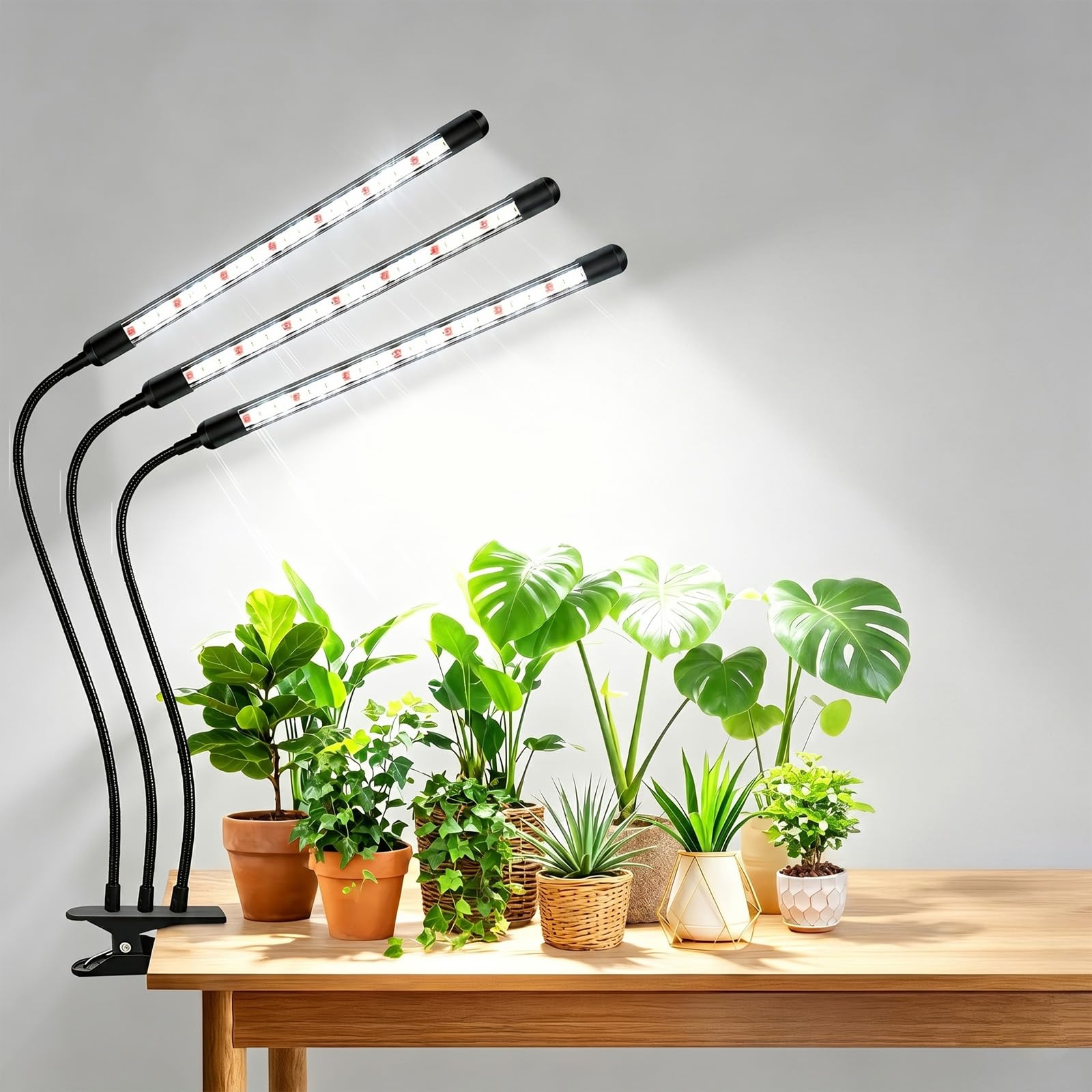 SDOVUERC Full Spectrum 2026 Grow Lights for Indoor Plants, Dual Head Clip Plant Lights with 6/12/18H Timer,3 Light Modes,5 Dimmi