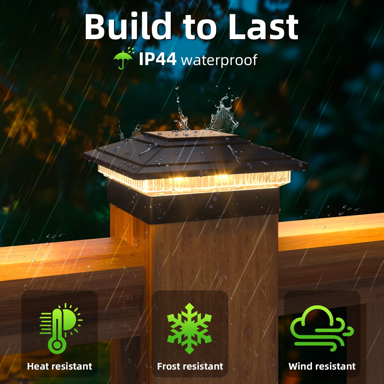 Post Caps Lights Outdoor 6Pack, Waterproof Fence Post Solar Lights For 4X4 5X5 6X6 Wood/Vinyl Posts, Black Solar Deck Post Light