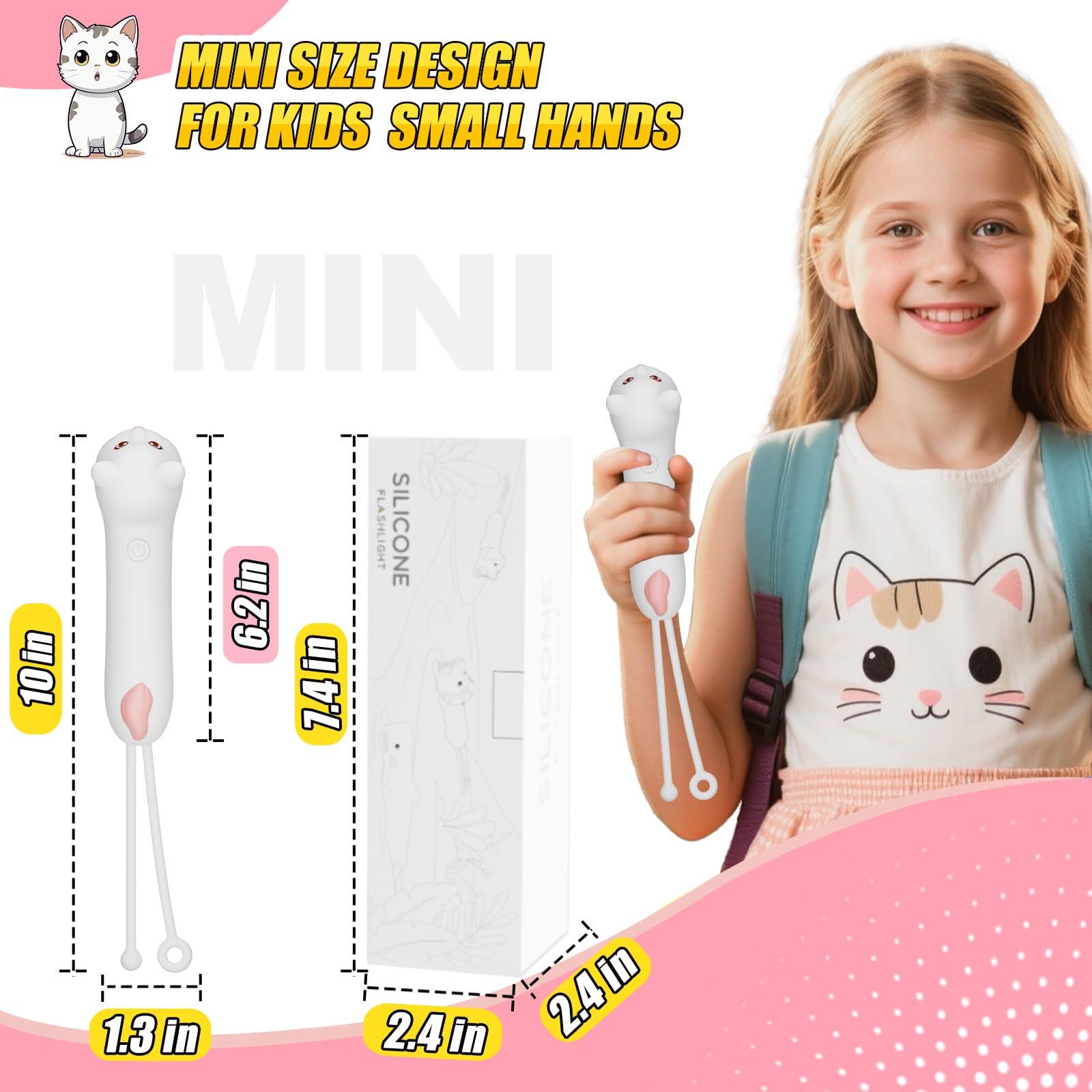 Tremdwoto Toddler Flashlight  Cute Cat Kids Flashlight For Girls & Boys  Rechargeable Led Flashlight For Camping & Outdoor Adventures  Ideal Christmas Gift For Children