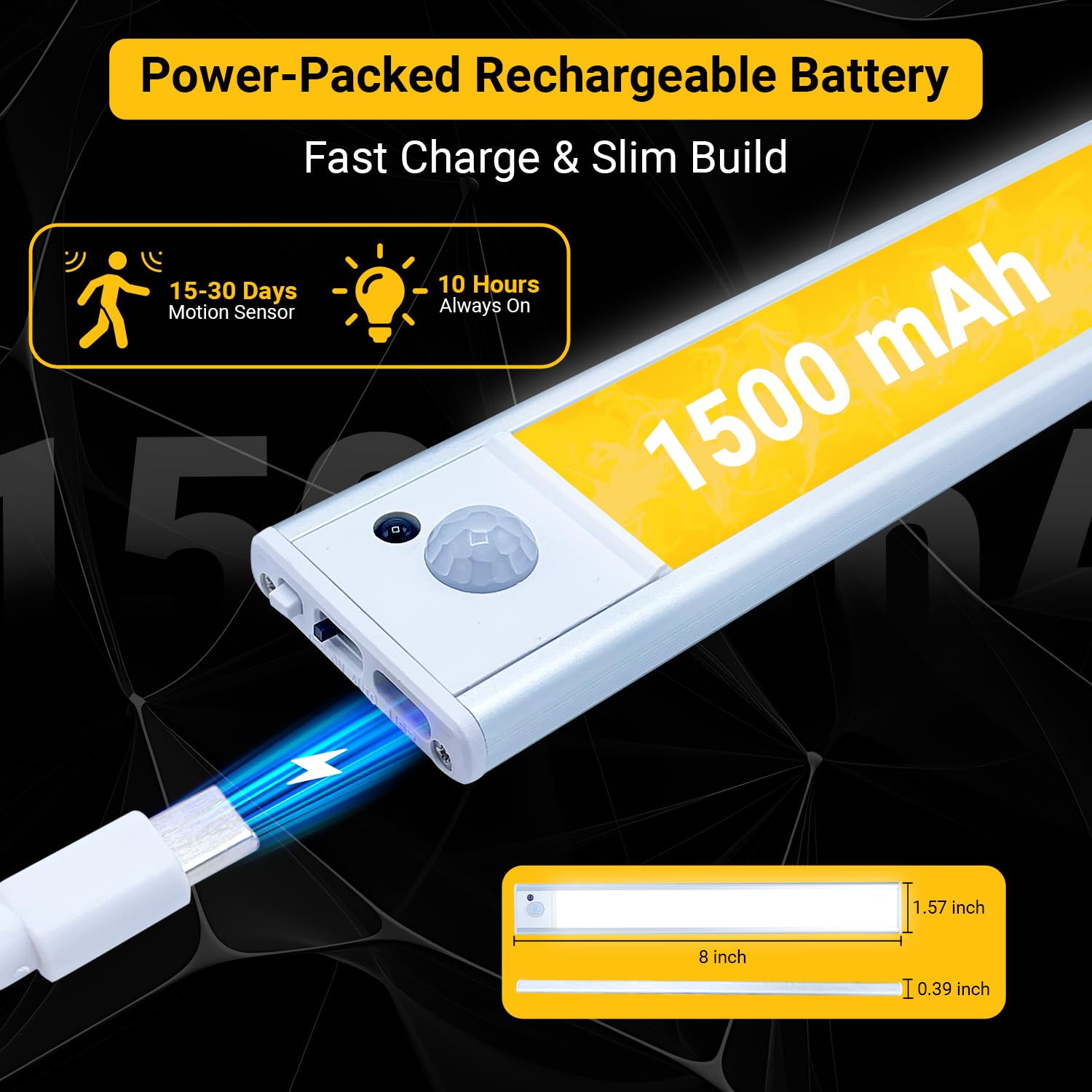 2 Pack Under Cabinet Lights 1500Mah, 40 Led Dimmable Closet Lights With 3 Adjustable Color Temperature, Rechargeable Battery Ope
