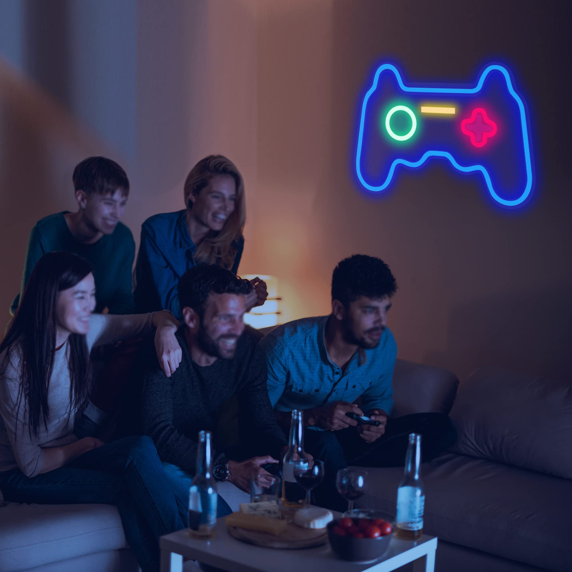 HSEFURNI Christmas Gamepad Neon Sign, USB Powered LED Light, 16in x 11in, Multicolor, Ideal Gifts for Teen Boys