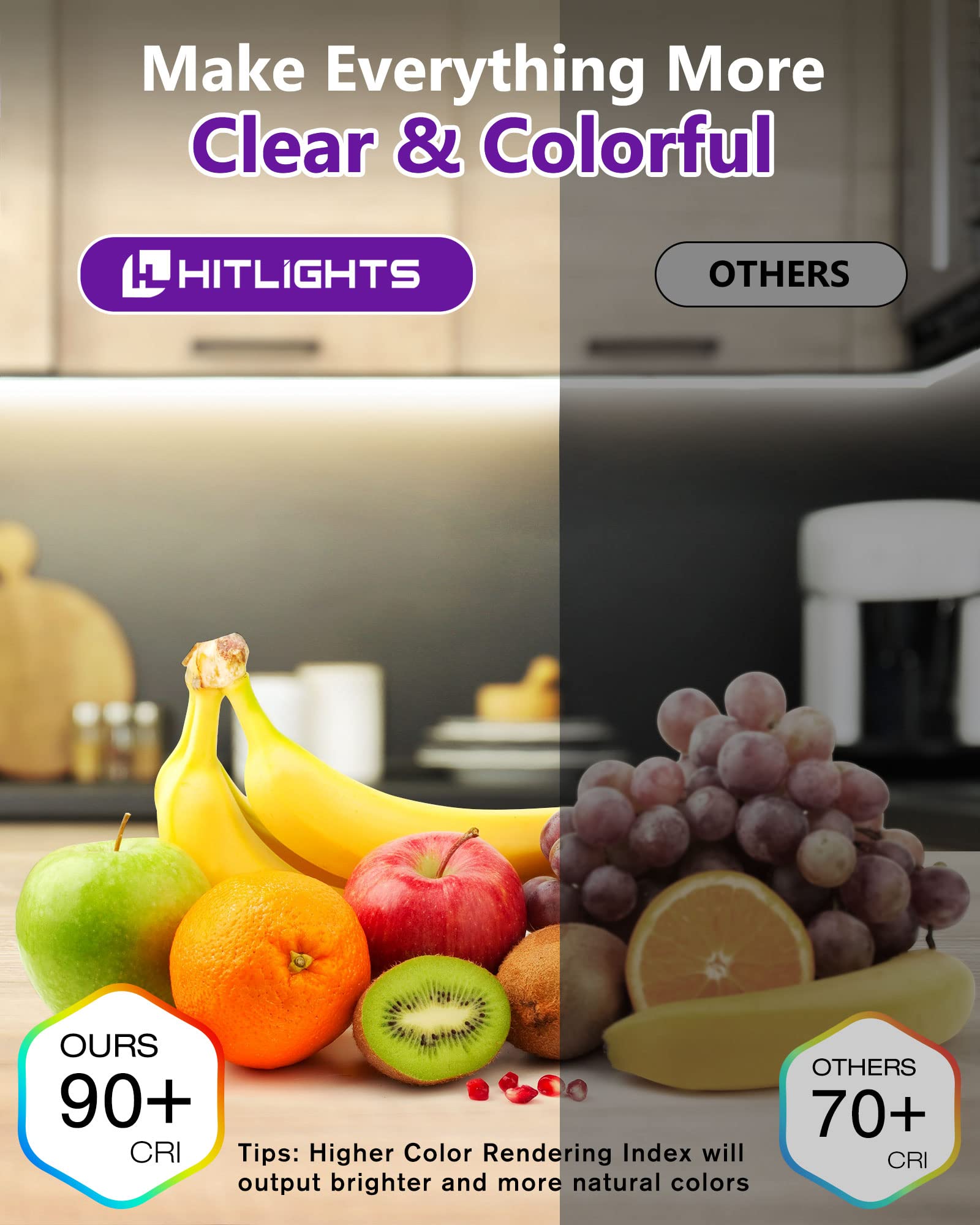 Hitlights Cob Led Strip Lights Neutral White 4000K, 32.8Ft Premium High Density 24V Tape Light, 5120Leds, 350+ Lm/Ft, Cri 90+, I