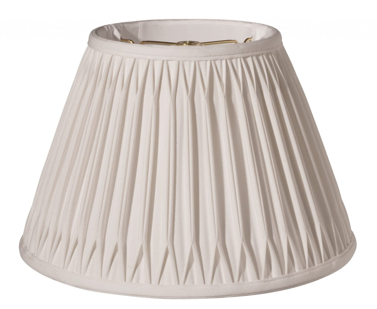 Homeroots 16&quot; Slanted Bell Smocked Shantung Lampshade In Warm White - Stylish Lighting Decor