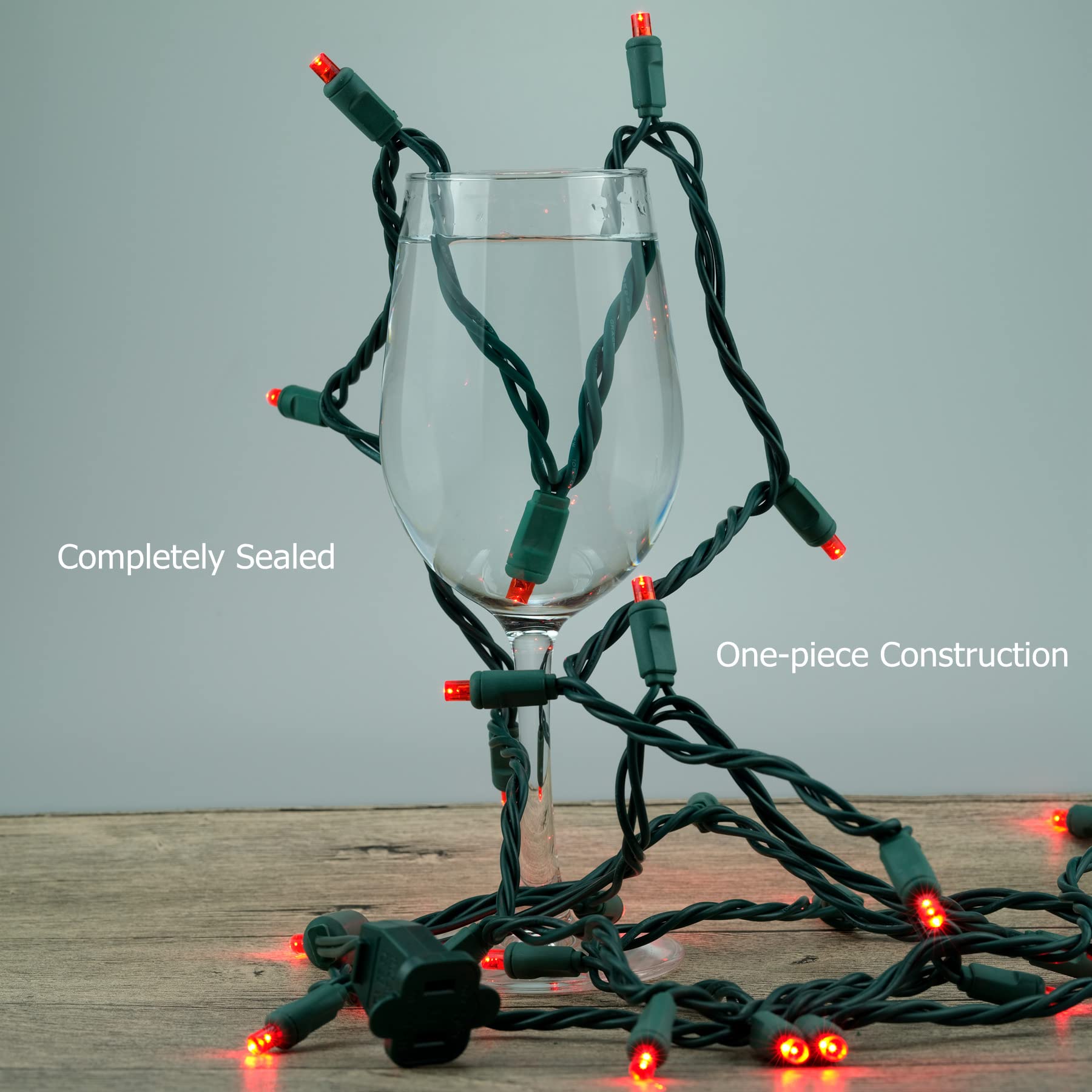 Yuletime Red 5Mm Led Christmas Lights, 33 Ft 100 Count 4'' Spacing One-Piece High Waterproof Wide Angle Ul Certified String Ligh