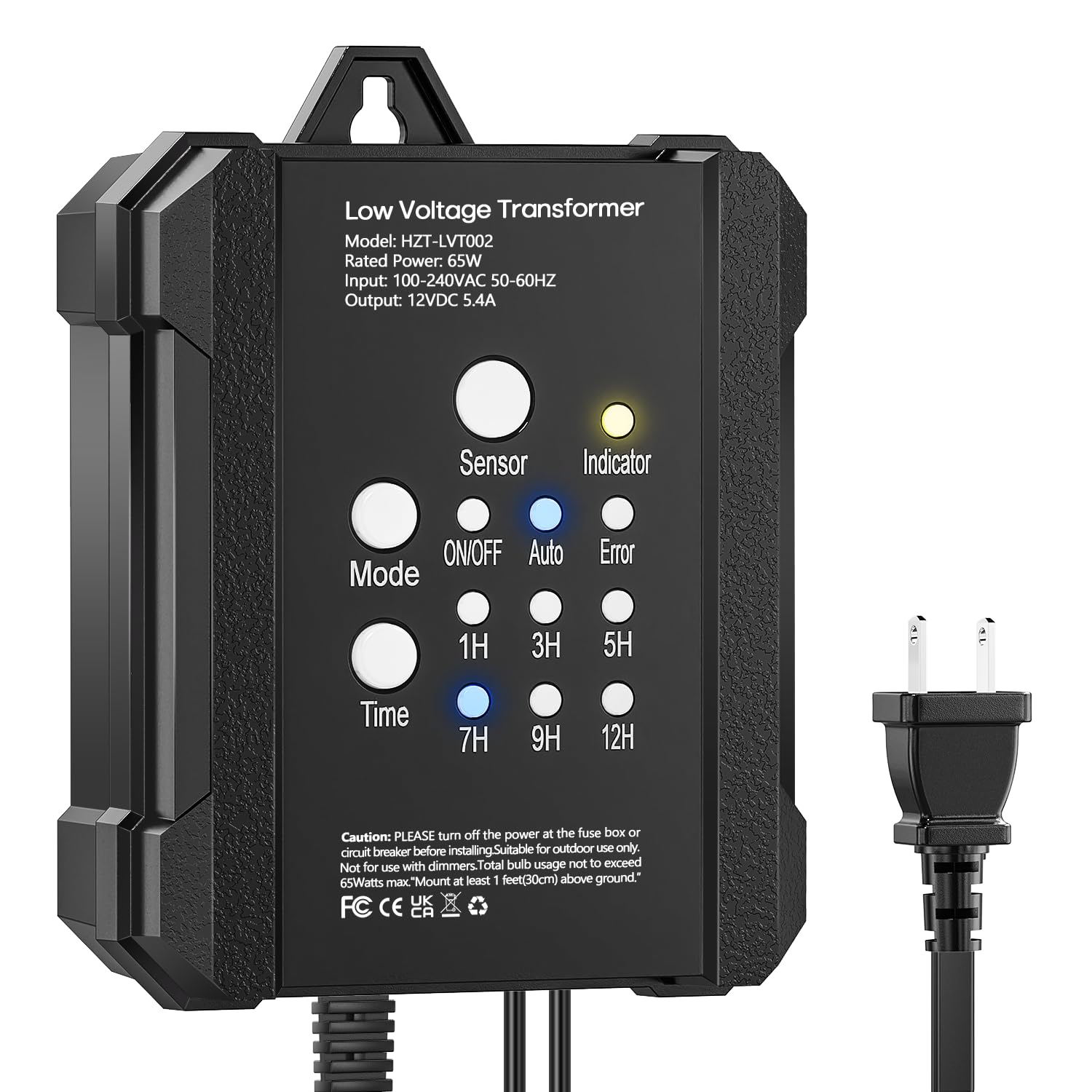 HIBOITEC 98W Outdoor Low Voltage Landscape Transformer with 1-12H Timer and Photocell Sensor, 120V AC to 12V DC Weatherproof Lan