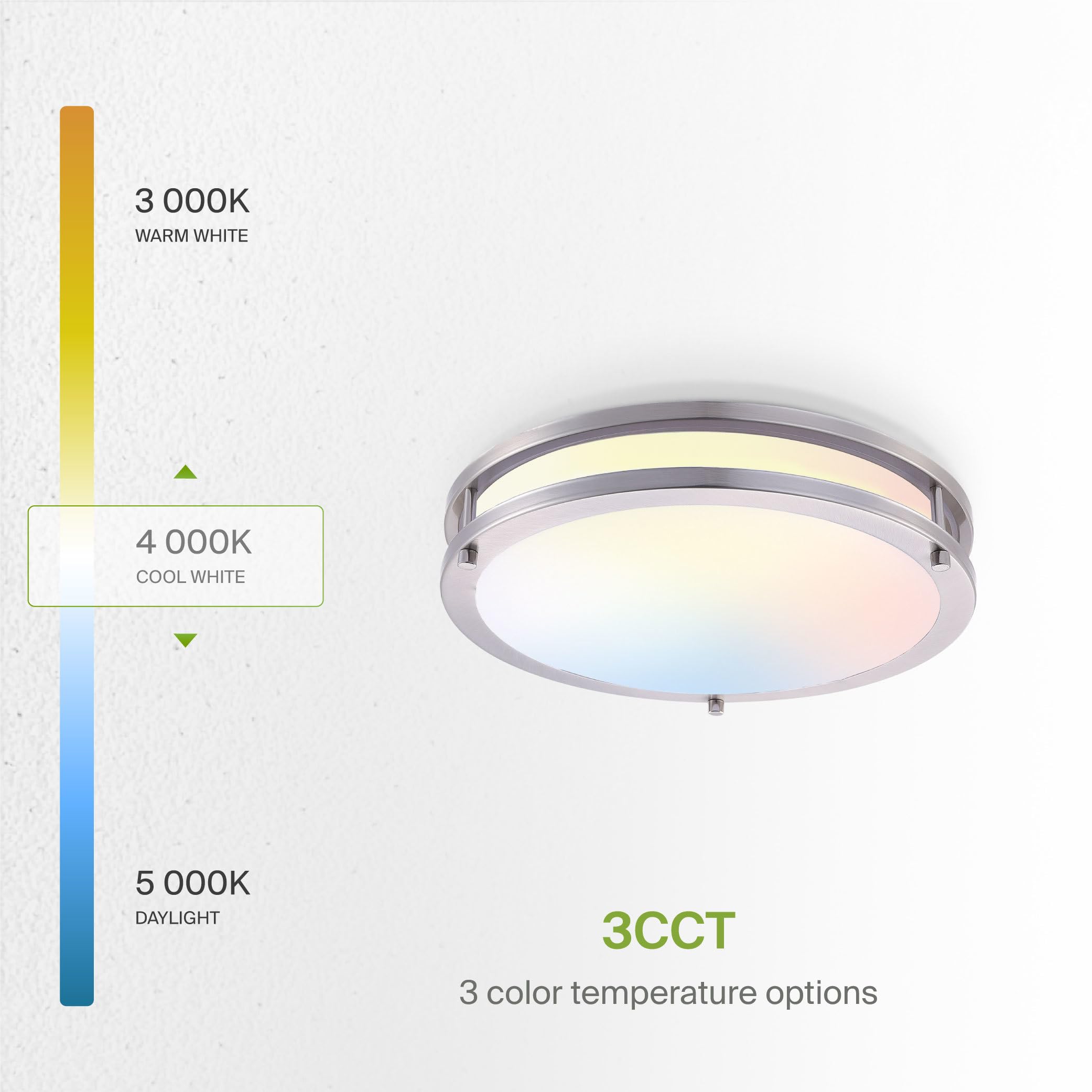 ASD LED Round Flush Mount Light Fixture 16 Inch 24W 2150LM Dimmable Brushed Nickel 2 Pack