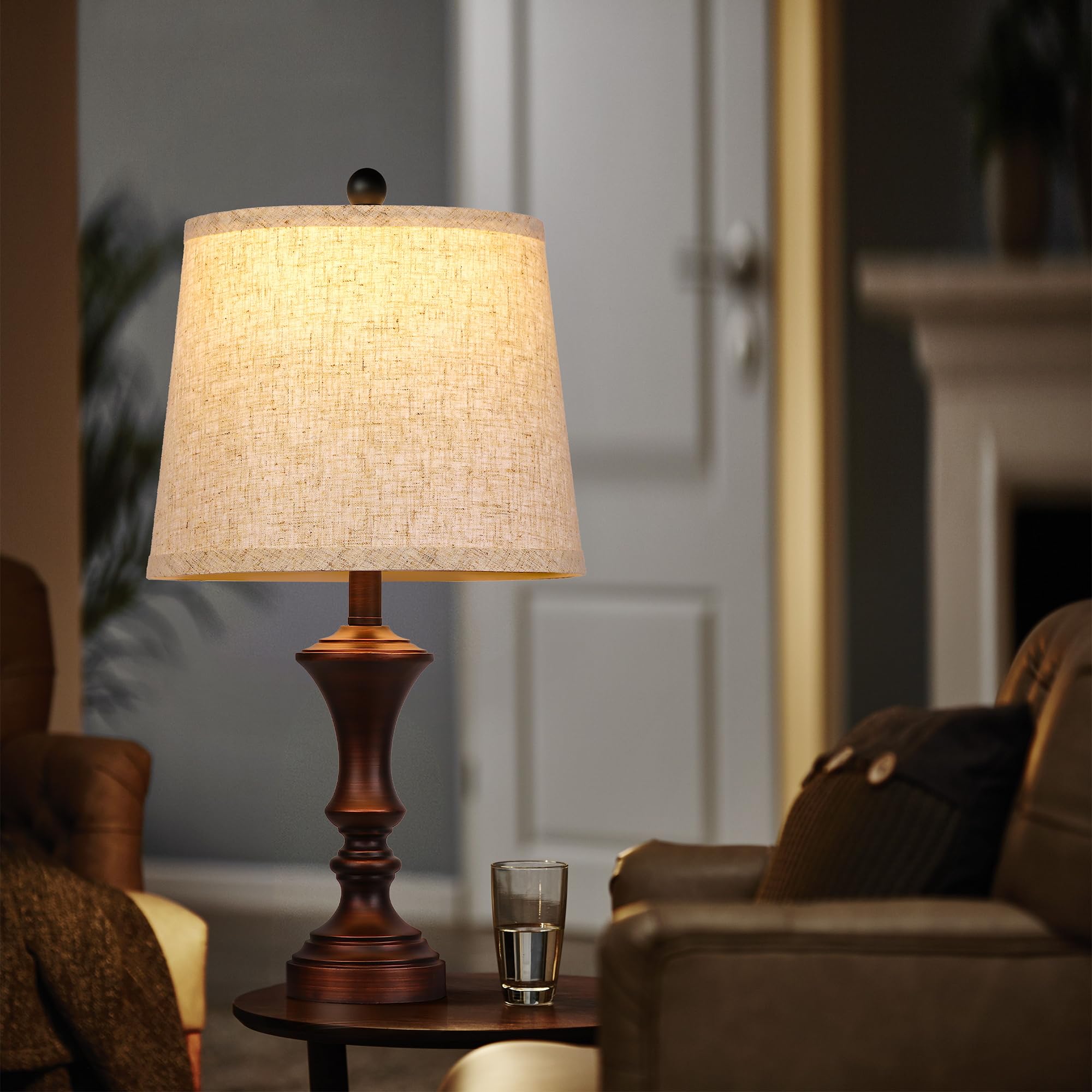 ROTTOGOON Retro Table Lamps Set of 2 Vintage Rustic Nightstand Lamps Brown Model ROLP406AZ2