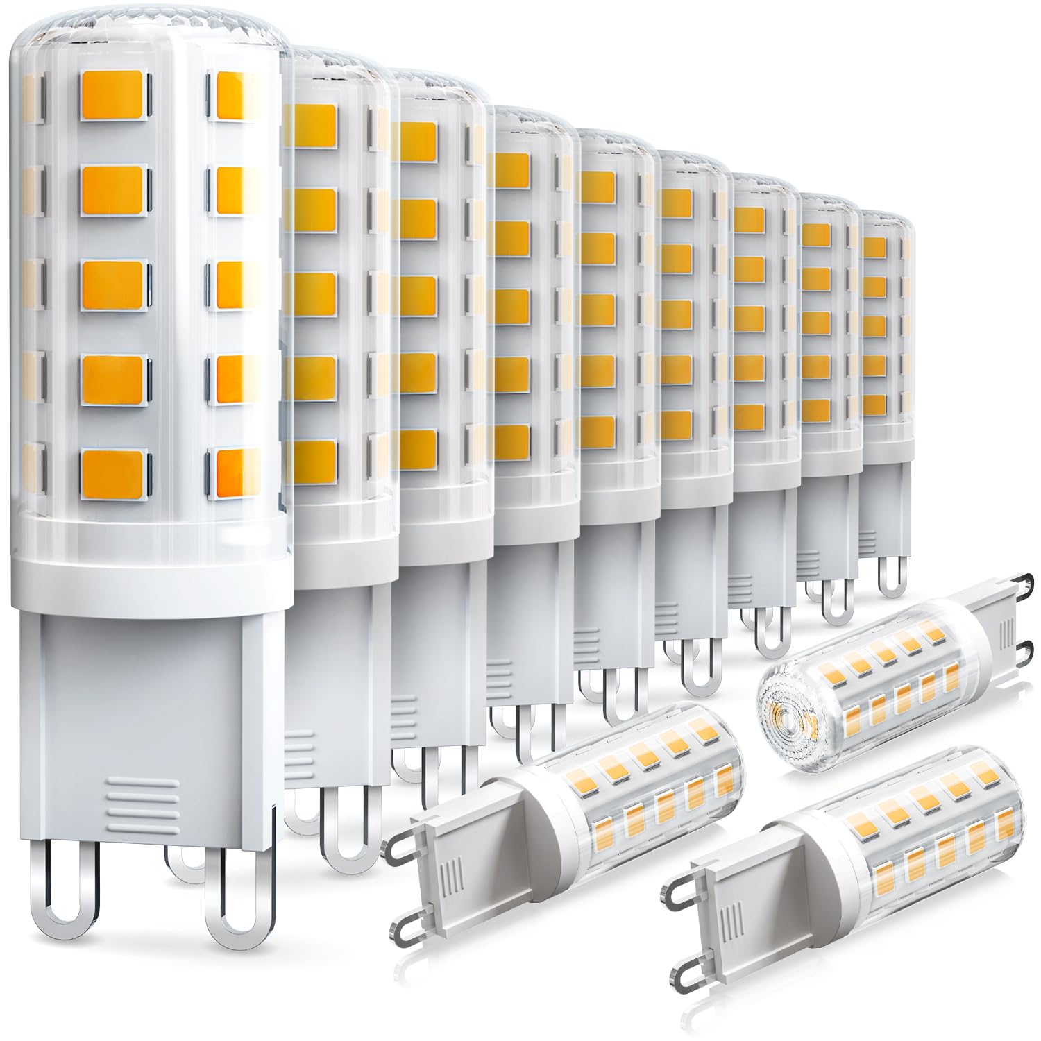Volivo 12 Pack G9 Led Bulb 4W, 3000K Soft Warm White, 40 Watts Halogen Replacement T4 G 9 Bi Pin Base, Non-Dimmable No Flicker 1