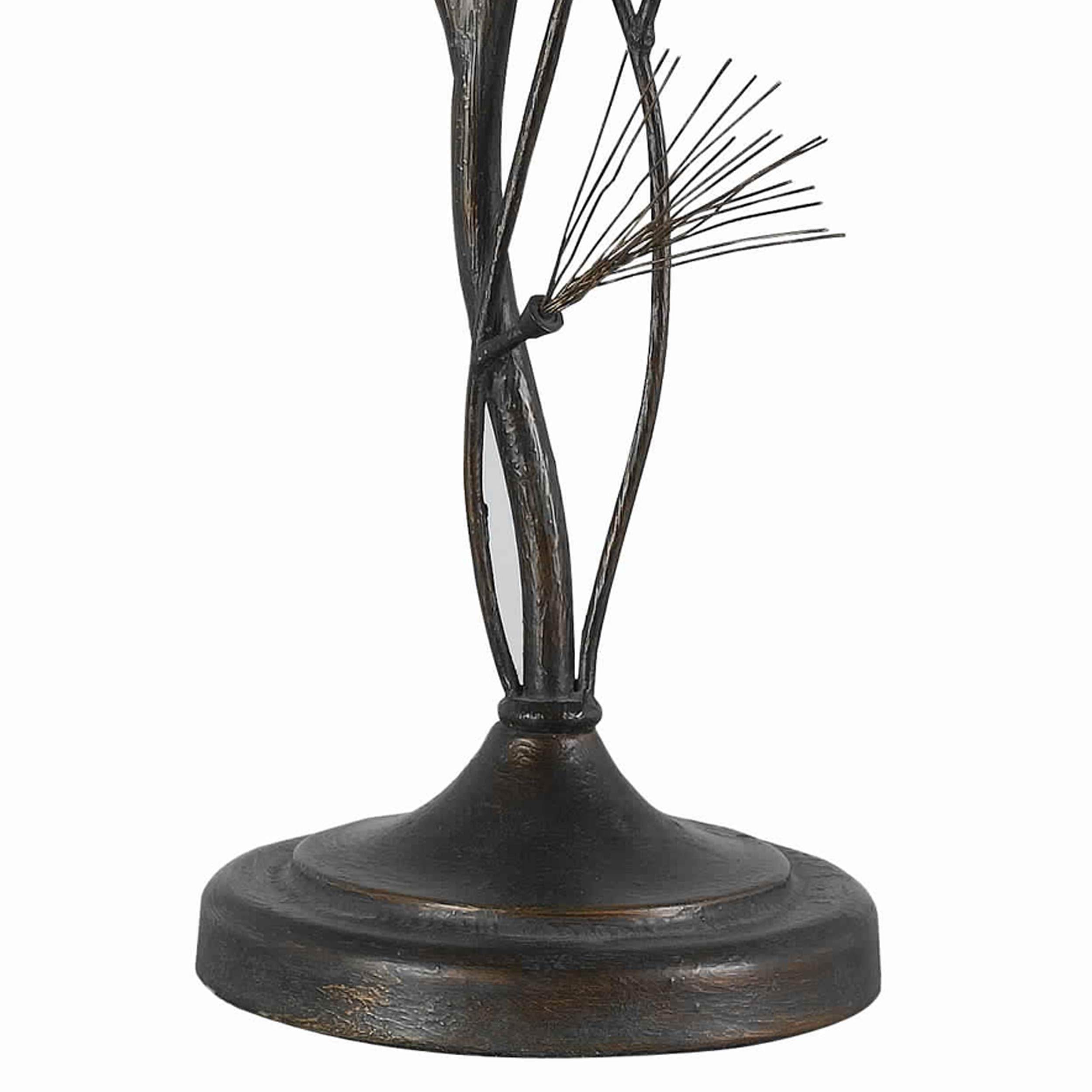 Benzara Table Lamp, Metal Body with Conical Shade, Bronze and White, Model BM223610