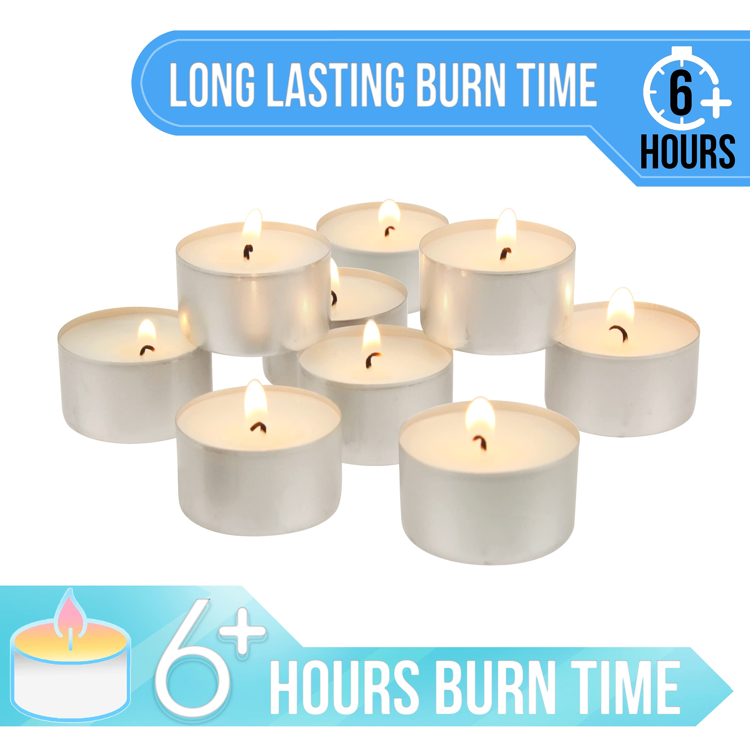 Stonebriar 50 Count White Unscented Smokeless Long Burning Tea Light Candles With 6-7 Hour Burn Time