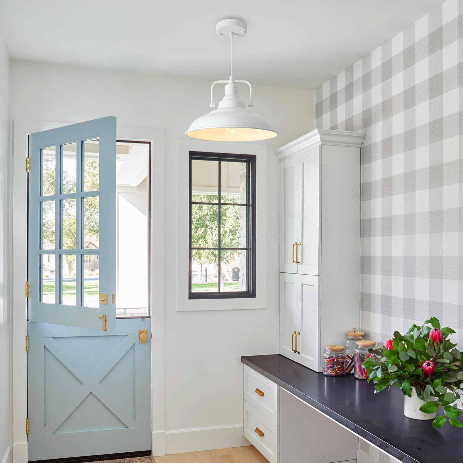 Sesiment Farmhouse Pendant Light 12.5 Inches, 3 Packs - White Industrial Kitchen Pendant Light, Home Office, Bedroom, Living Roo