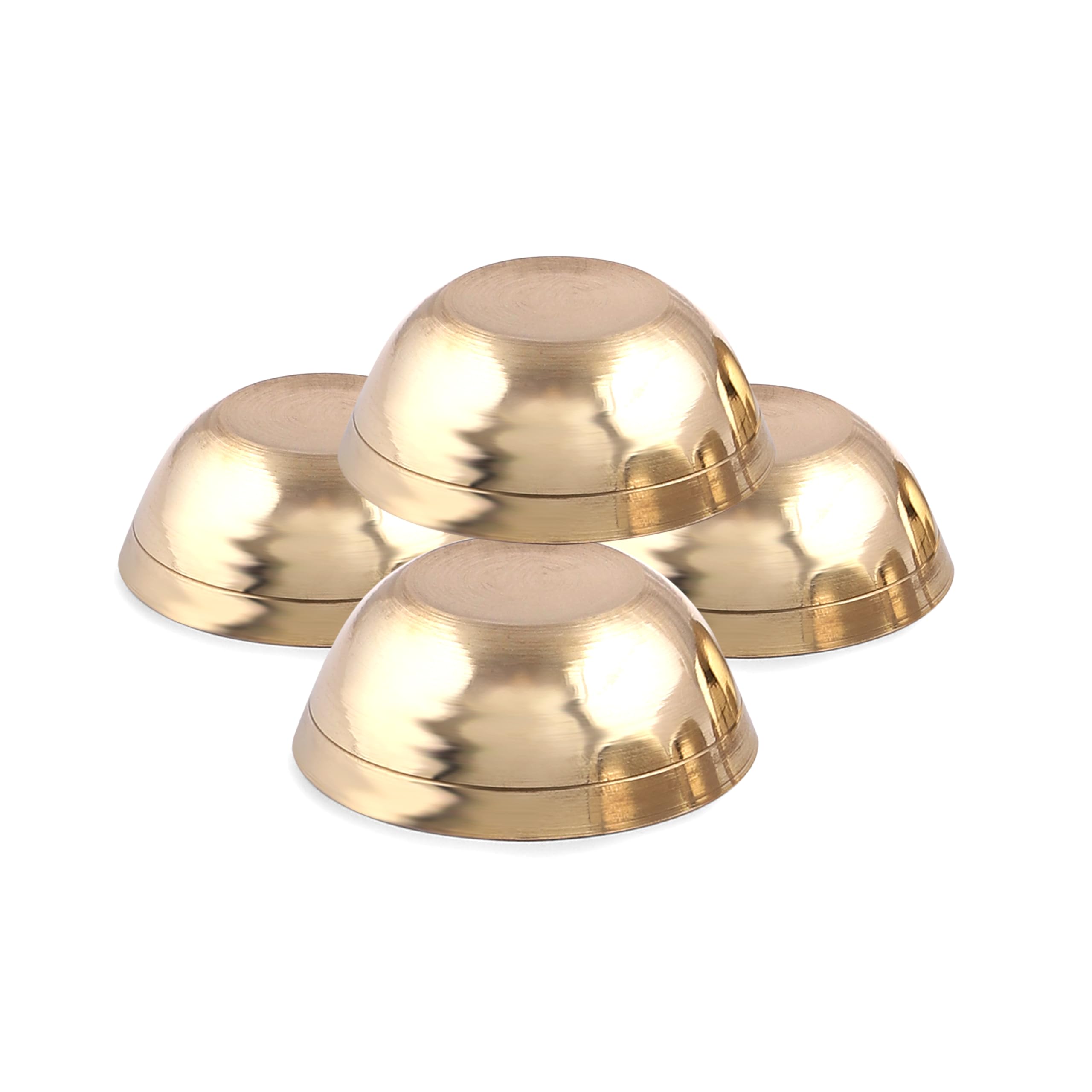 Ajays Shoppe Brass Diya,Round Puja Katori (Small Size - 35ml) Set of 4