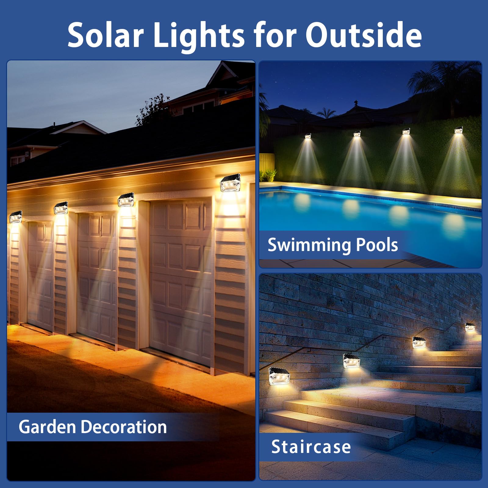 Qualdout Solar Outdoor Lights 8 Pack - Waterproof Acrylic Deck & Fence Lighting for Garden, Patio, Stair & Yard - Clear Bubble Model LT00174S8