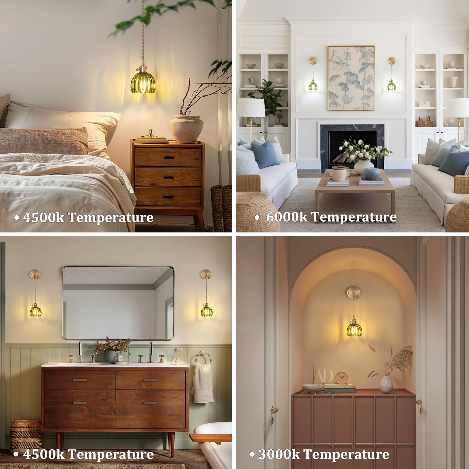 Shenmoyl Vintage Wall Sconce Wall Lamp Green Tulip Shade Pattern Glass Adjustable Chain Retro Gold Wall Mounted Light, Wall Lamp Fixtures Decor For Bedside Bedroom Indoor Doorway