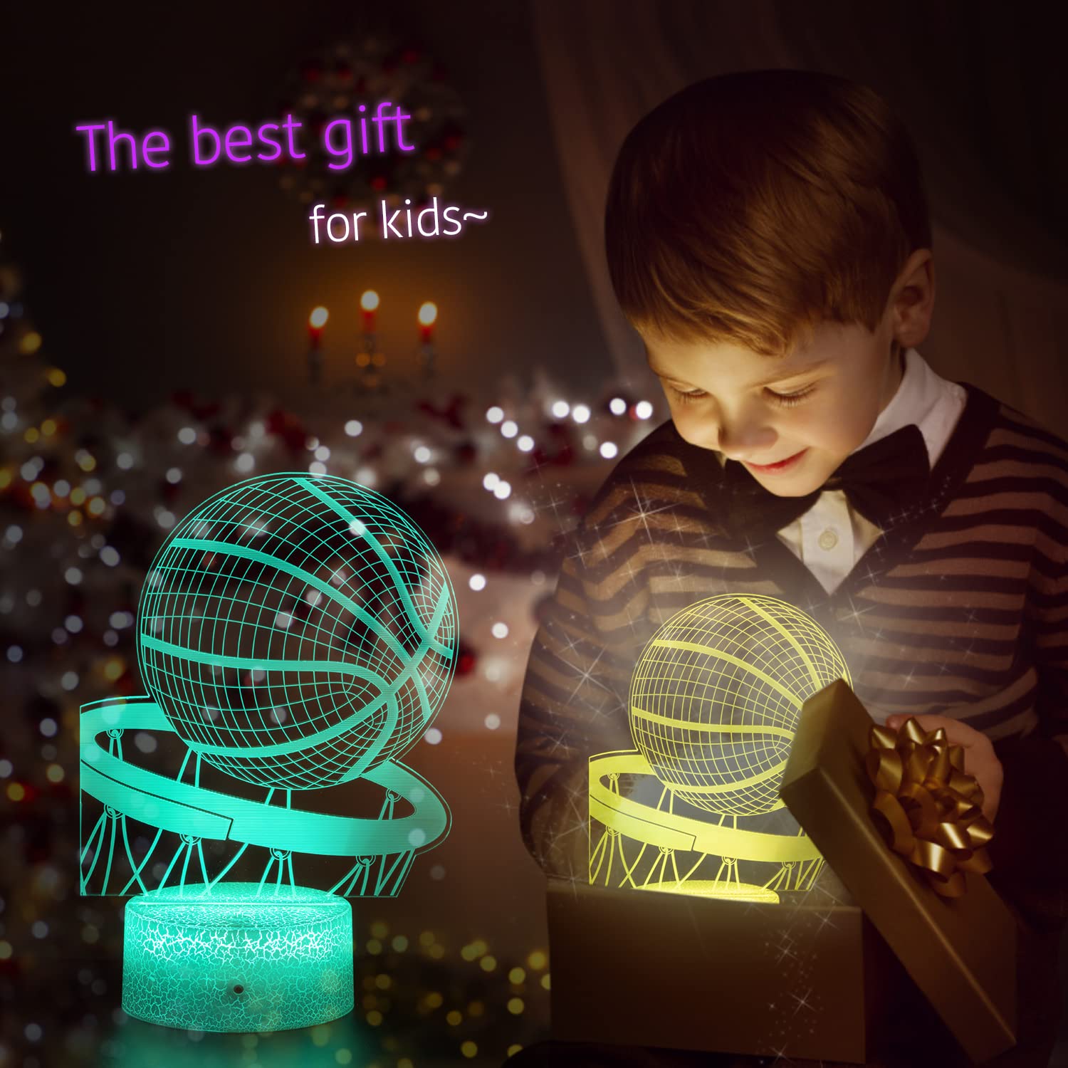 Lmgy Basketball Night Light,3D Illusion Led Lamp, 16 Colors Dimmable With Remote Control Smart Touch, Best Christmas Birthday Gift For 3,4,5,6,7,8 Year Old Boy Girl Kids,Suitable For Basketball Fans