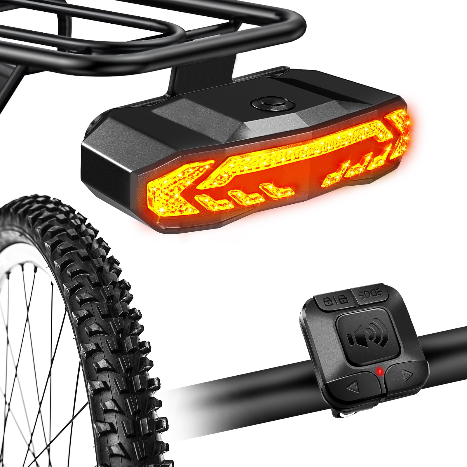 NineLeaf Smart Bike Seat Tail Light Kit - Anti-Theft Alarm, Automatic Brake Light & Turn Signals, Model KS-SF31-NEW, IP65 Waterproof
