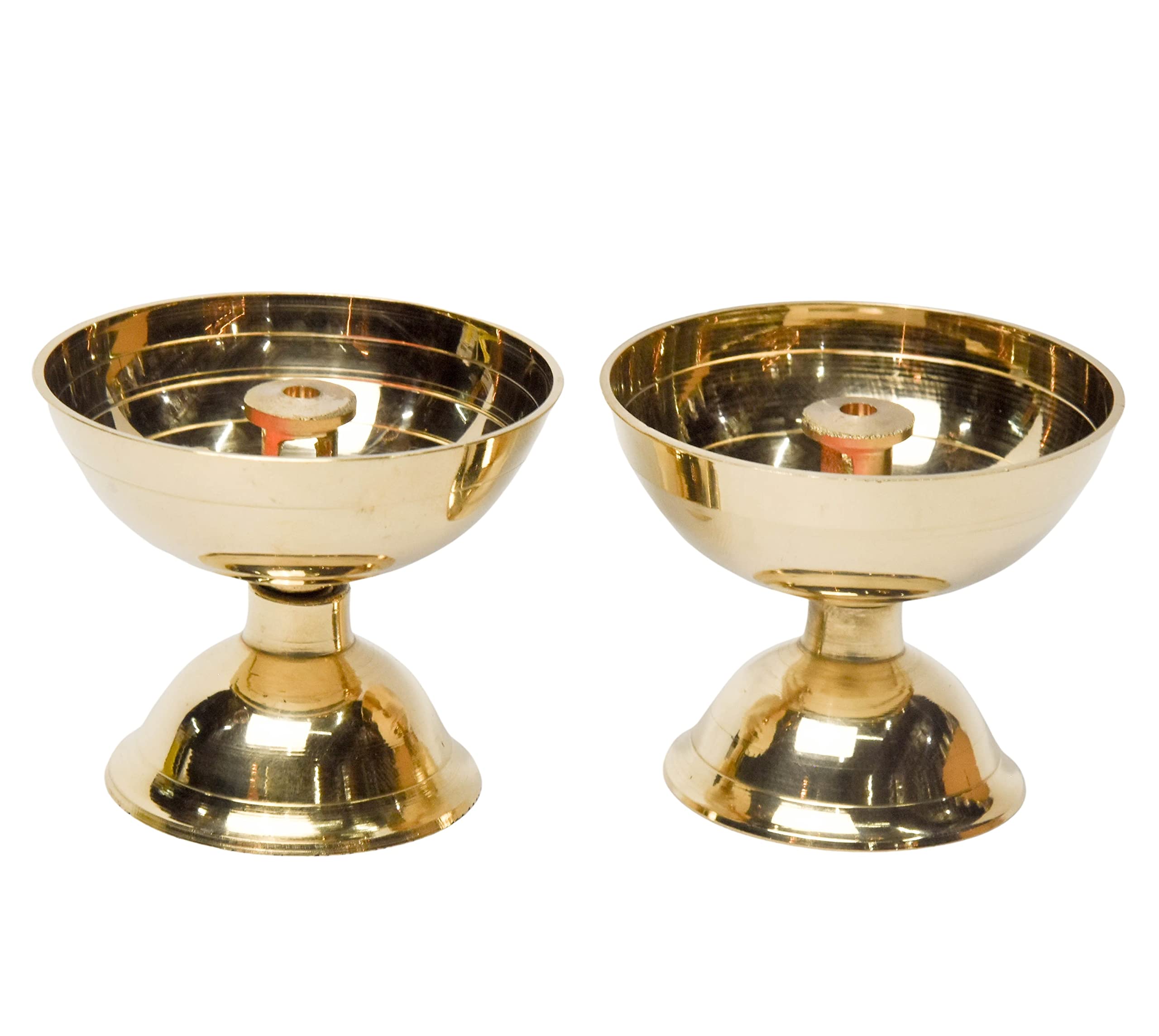 Bhimonee Decor Pure Brass Nanda Pyali Deep, Deepak, Diya for Pooja Purposes, 1.85 Inches, 100 gm