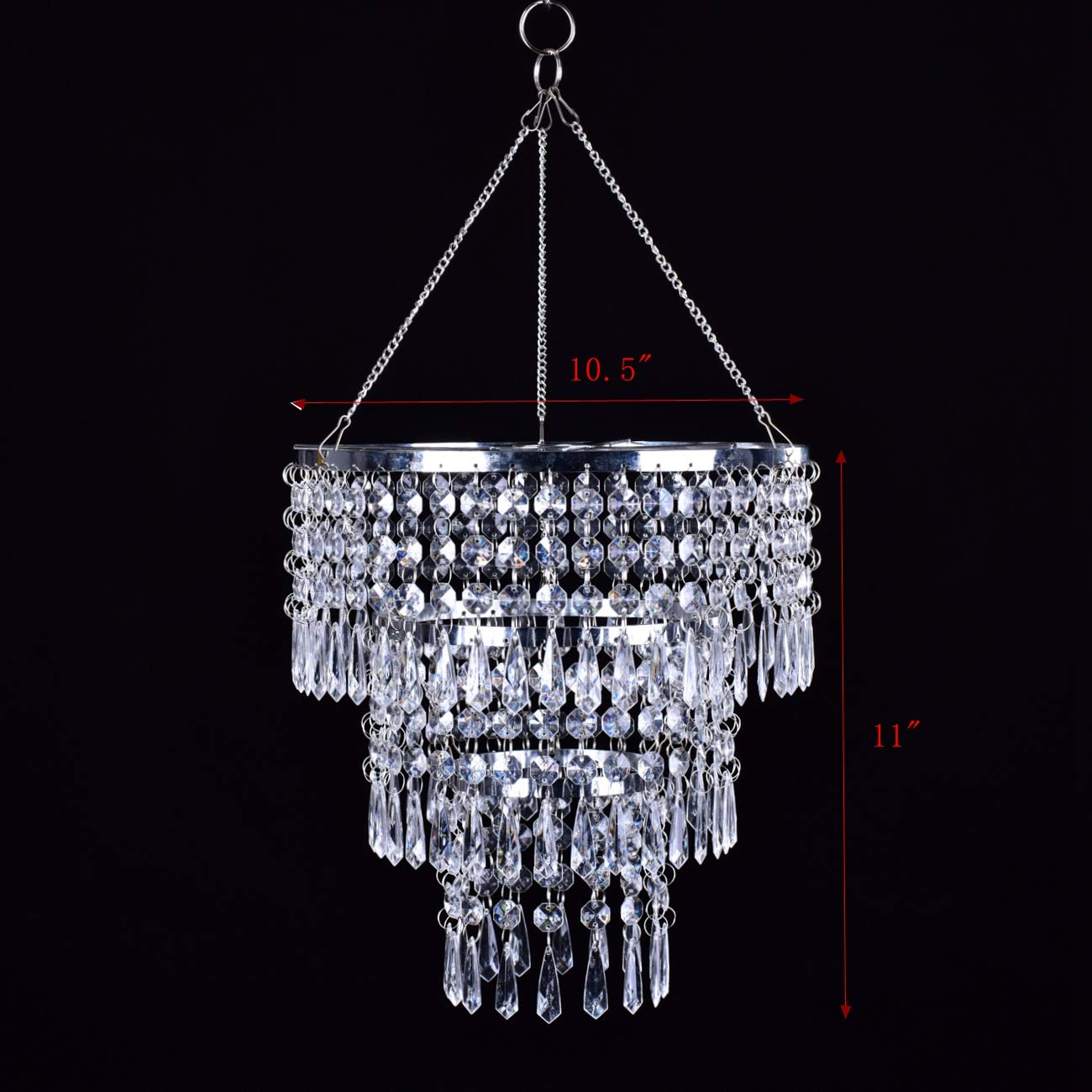 Flavorthings Modern Chrome 3-Tier Faux Crystal Chandelier Pendant Light With Clear Cord