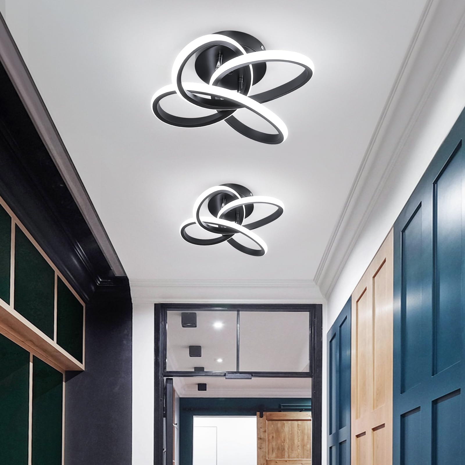 Canoe Modern Led Ceiling Light Fixture, Cool White Small Hallway Light, Black Close To Ceiling Lamp For Hallway, Bedroom, Bathro