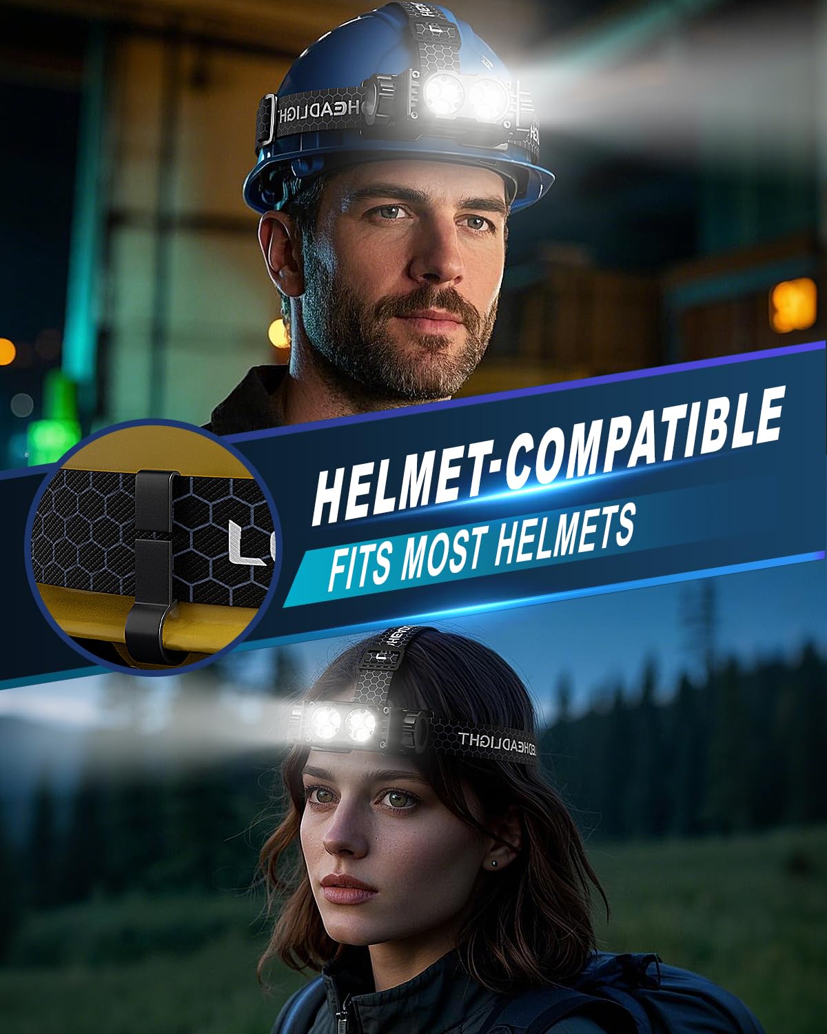 Keikuy Headlamp Rechargeable 2Pcs,4500L Super Bright Light Bright Led Rechargeable Headlight With White Light, Waterproof Head L