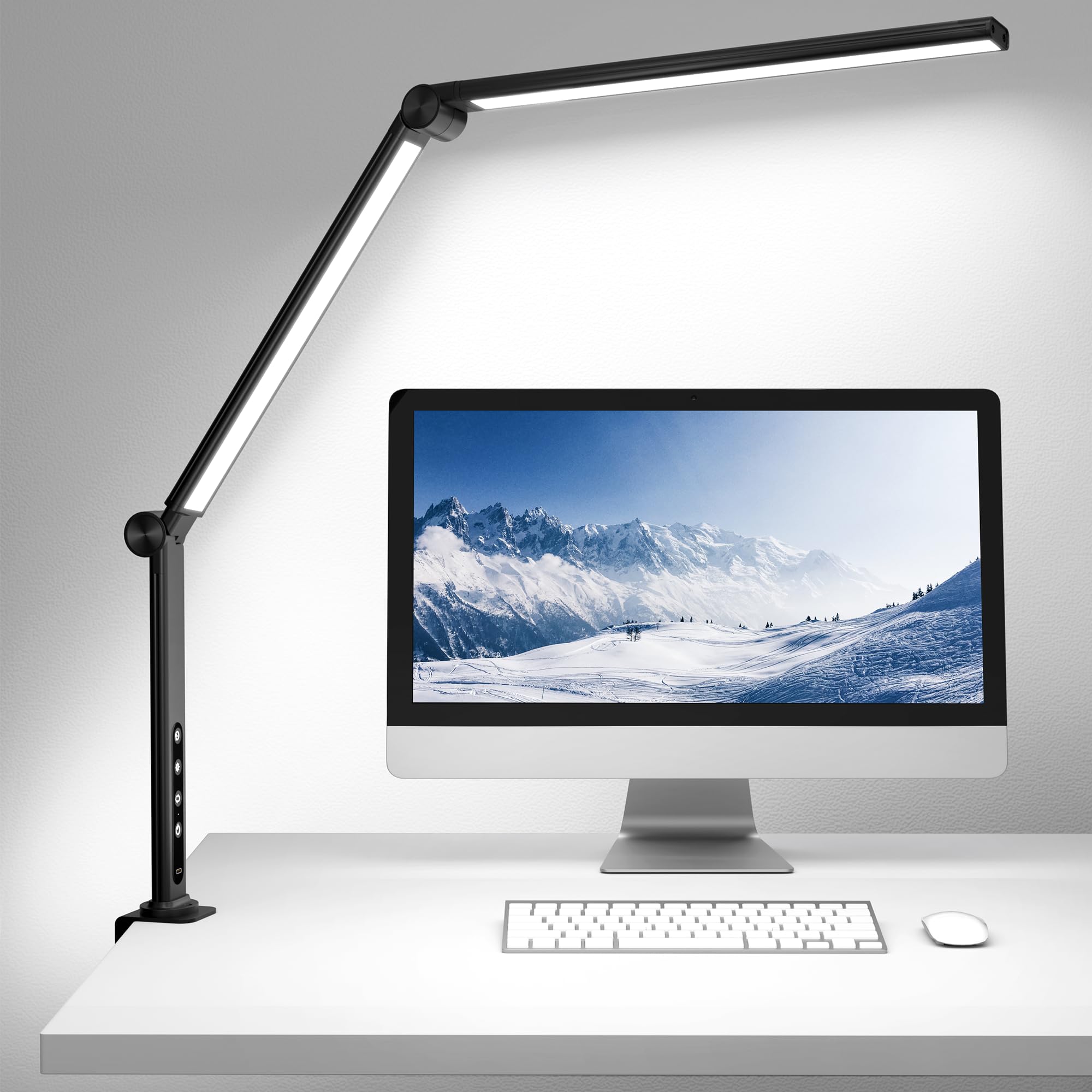 ShineTech LED Desk Lamp, Architect Design, 4CCT Modes, 5 Brightness Levels, Black, Model QY-ZDD01-B