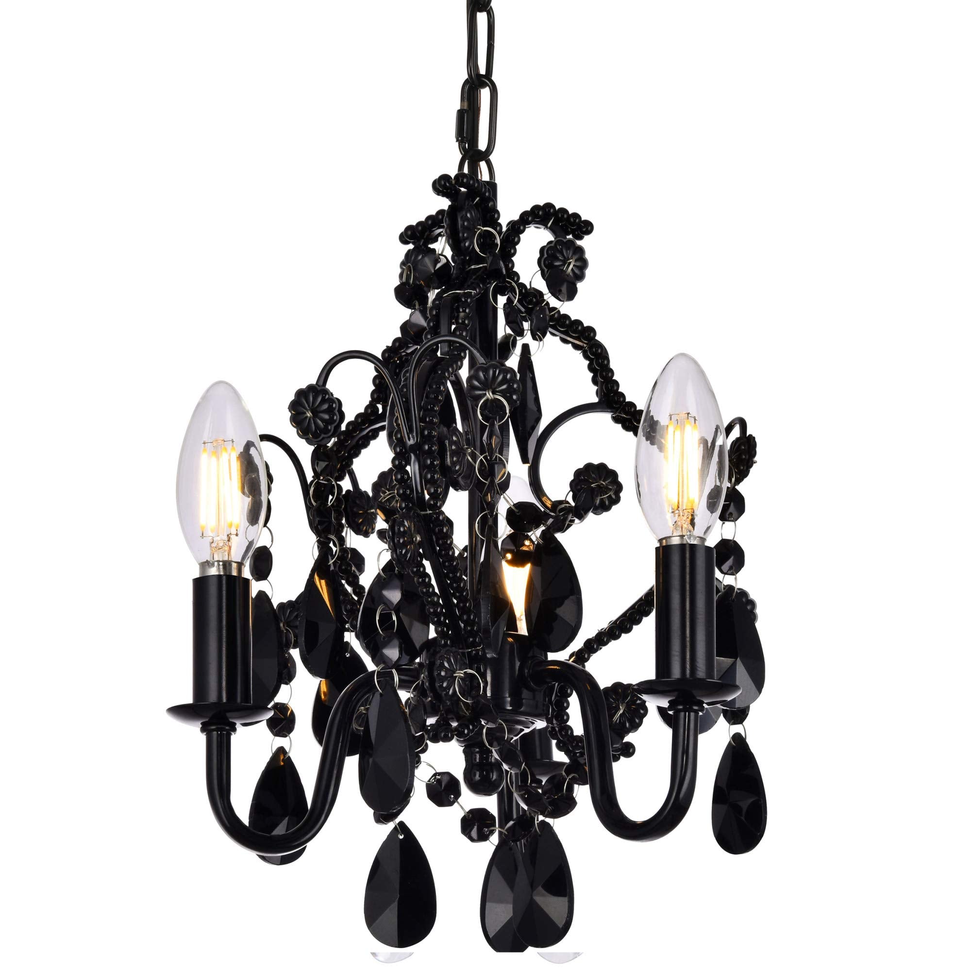 Elegant Lighting LD5019D9 Karter 3 Light 9-1/2'' Wide Taper Candle Chandelier  Polished Black