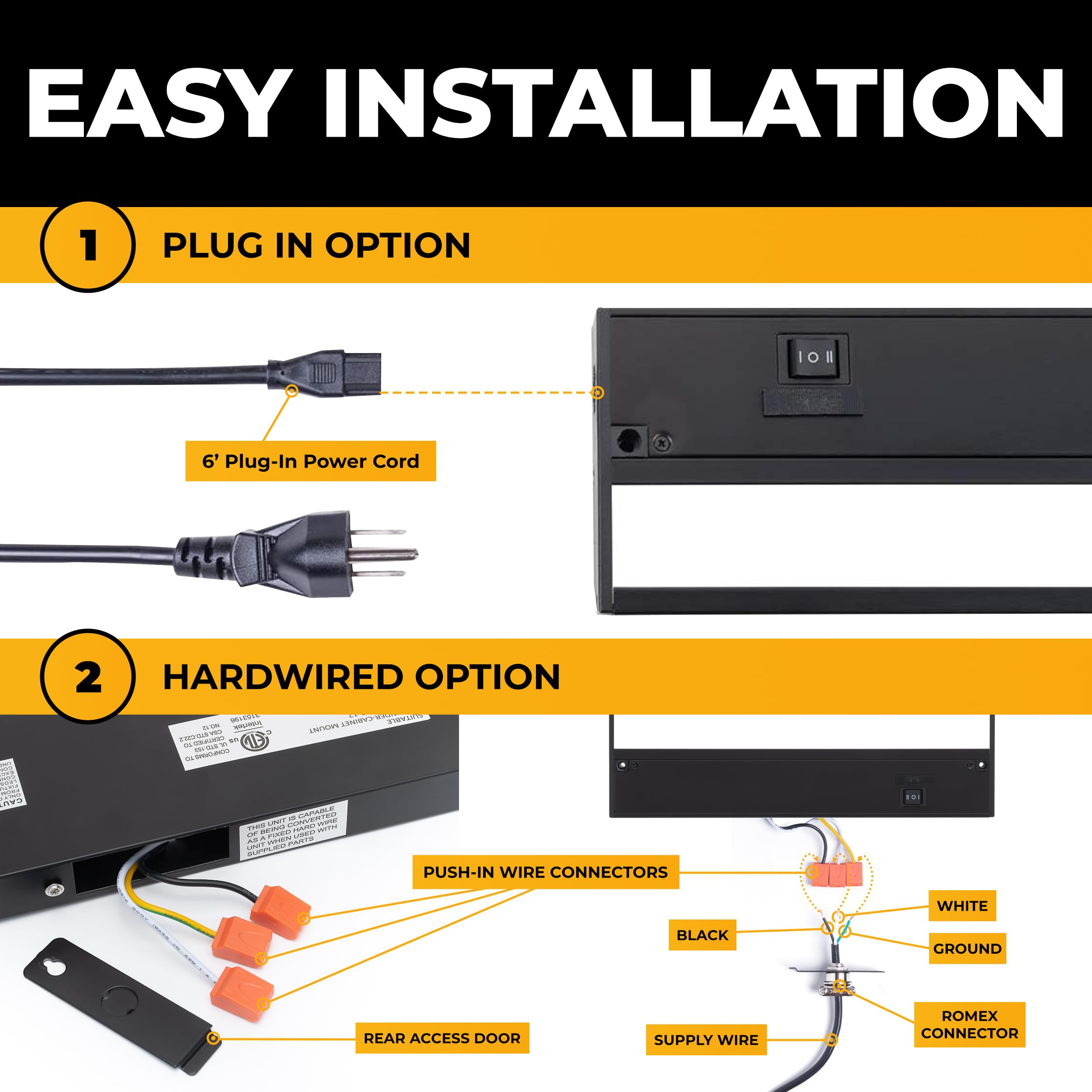 Nsl Led Under Cabinet Lighting - Dimmable, 12 Inch, Black Finish, 3 Color Temperatures (2700K/3000K/4000K) - Model Ltspro