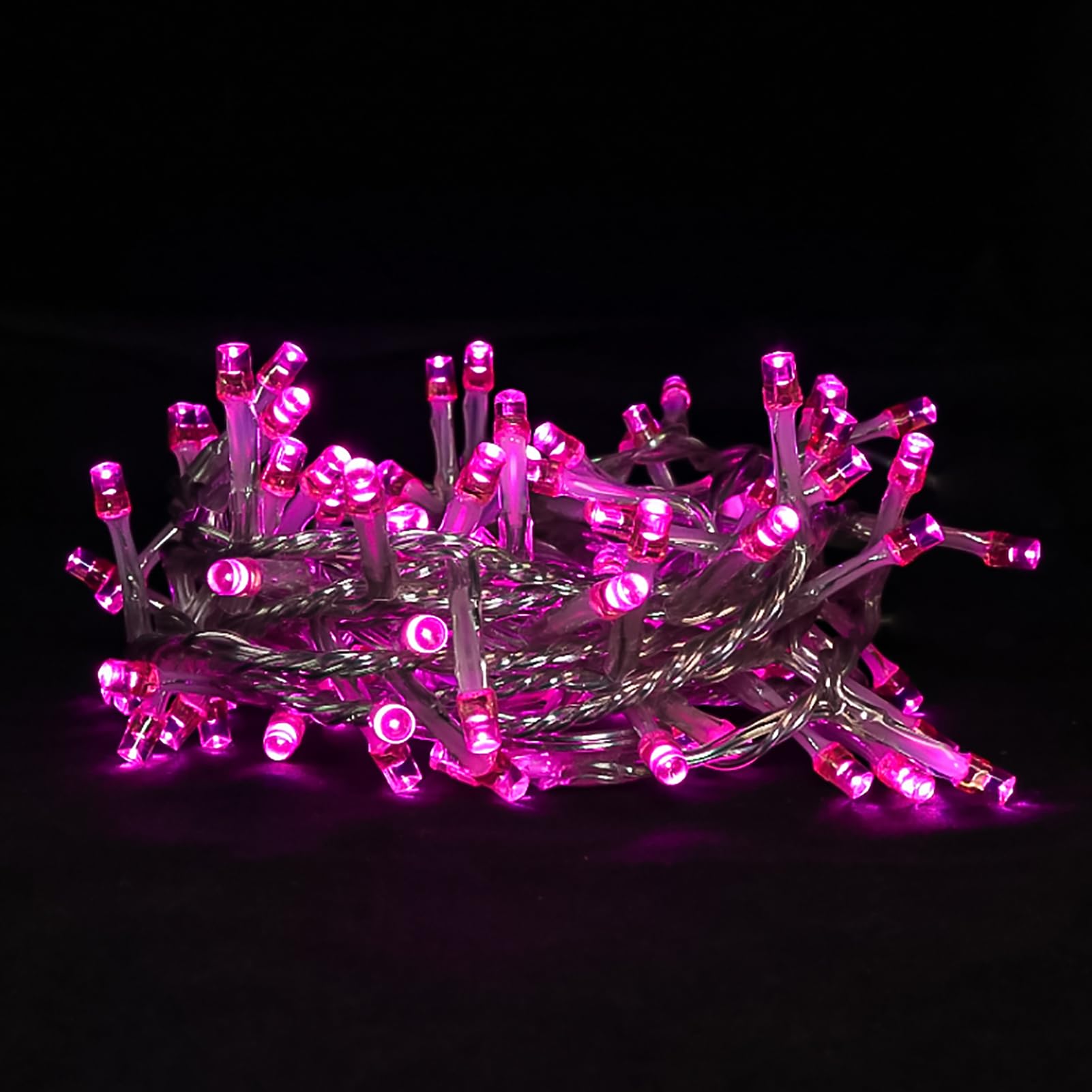 Pink Christmas String Lights - 100 LED Pink String Lights Plug in for Tree  Bedroom  Wedding  Indoor/Outdoor Valentines Day Decorations  8 Feet Clear Wire  8 Modes & Memory Function  Connectable