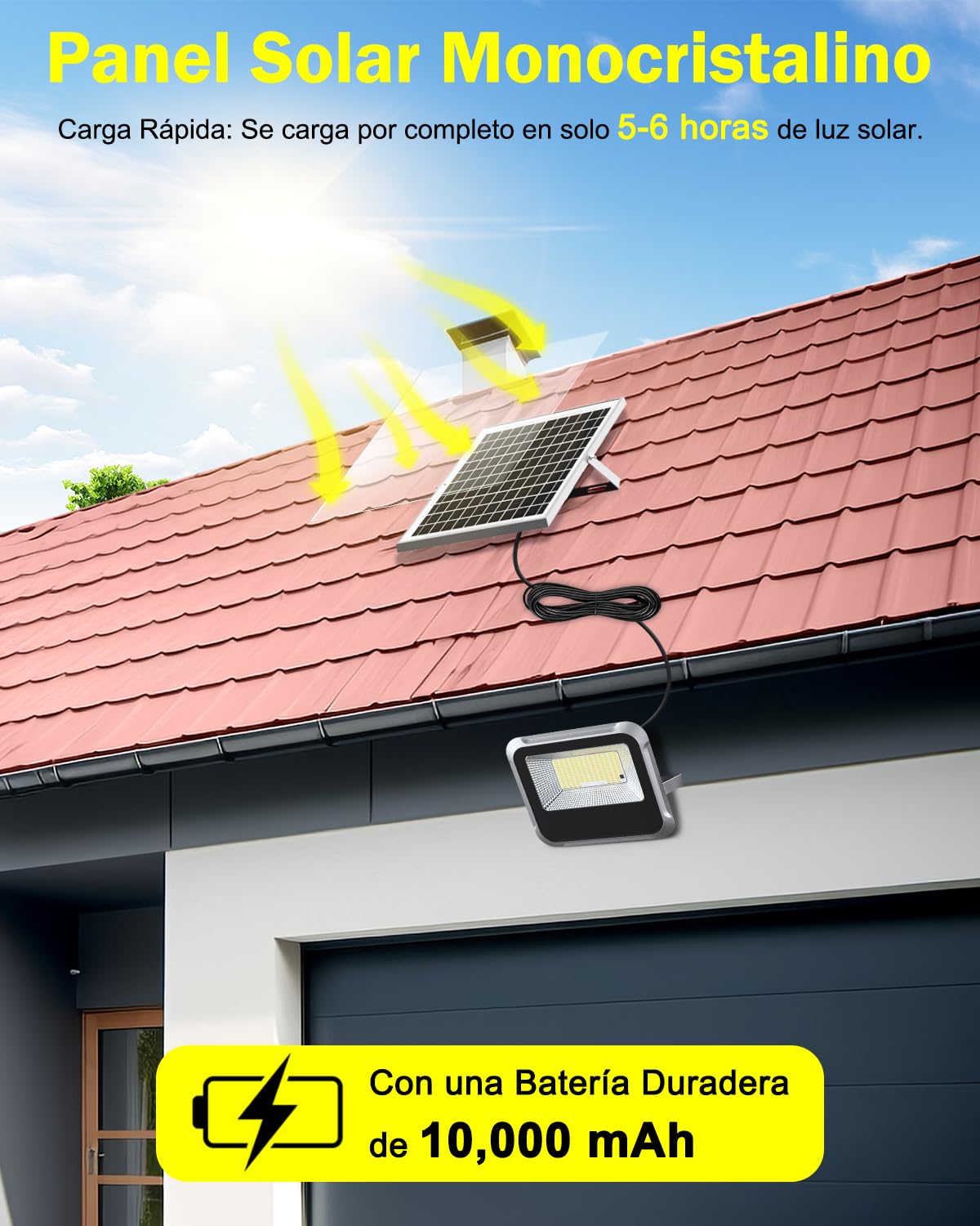 Engrepo Solar Light Outdoor 10000mAh 3000LM IP65 Waterproof with Remote Control 2 Pack Black