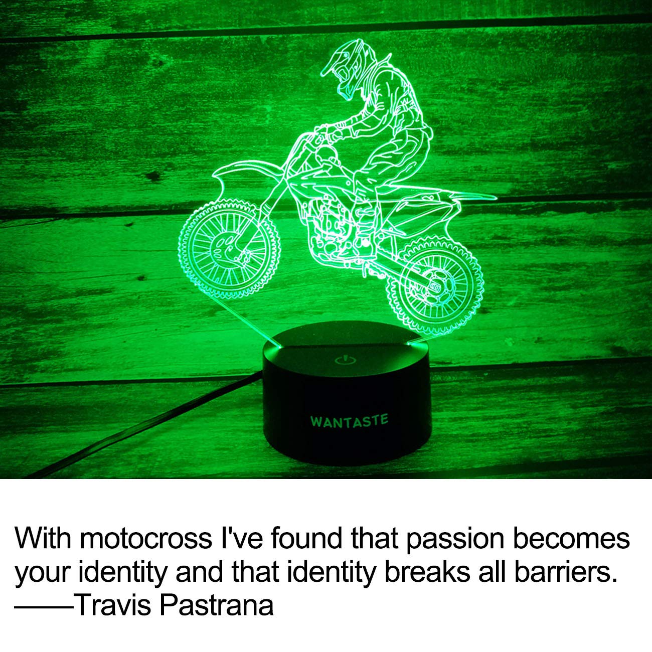 Wantaste Motocross 3D Lamp Gift With Remote, Dirt Bike Decor Toys For Boys Girls Room, 7 Colors Changing Nightlight Bedside For Kids Baby