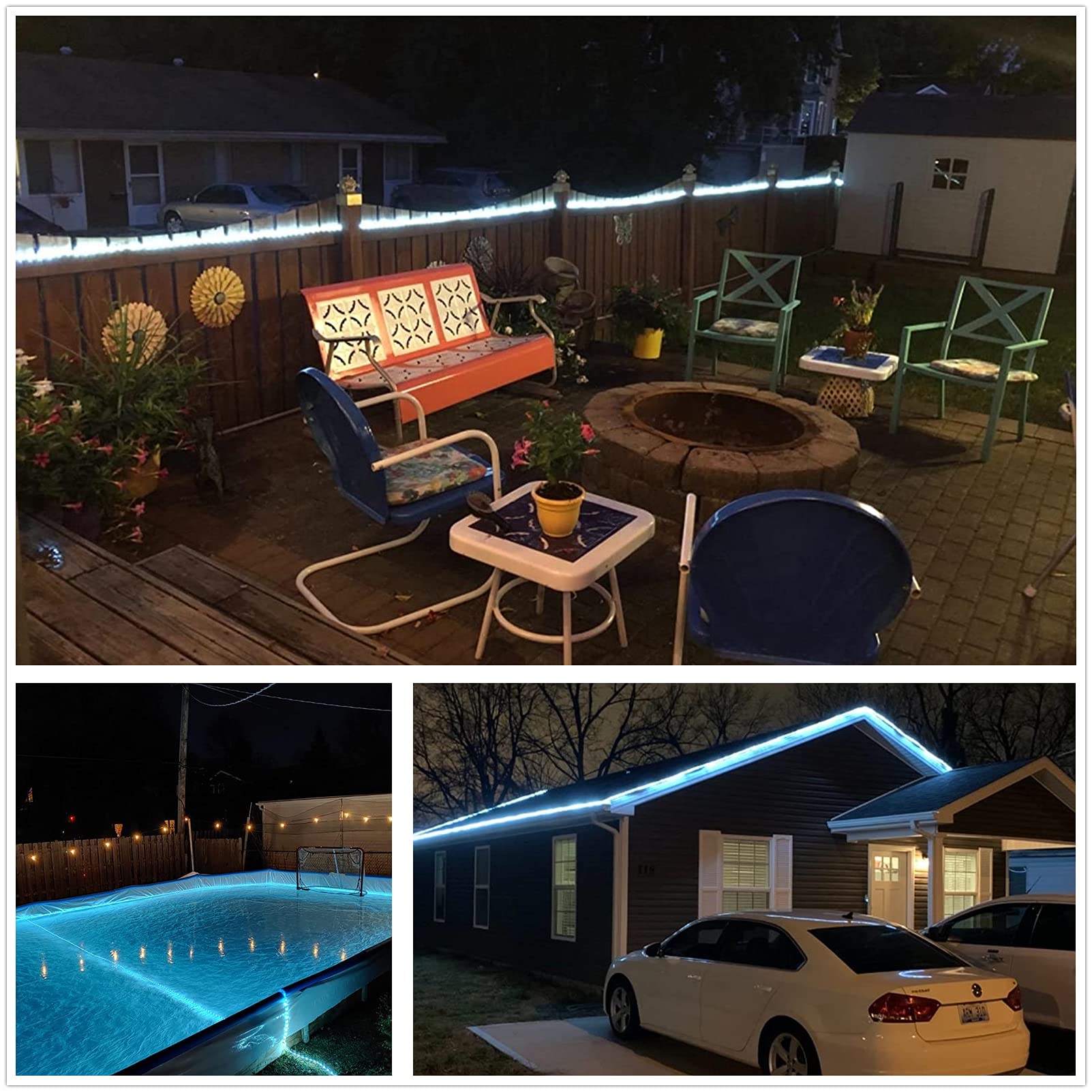 Tuanchuanrp LED Rope Lights Waterproof 10Ft Cold White Copper Strip Lights for Indoor/Outdoor Decorative Lighting