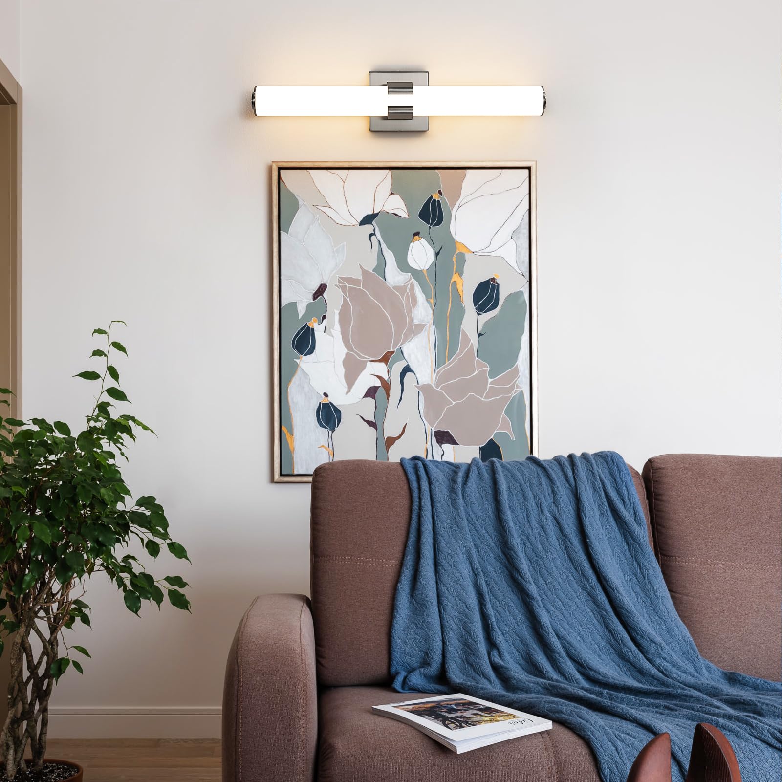 Aijiasi Brushed Nickel Vanity Lights - 22 Inch Modern Vanity Light Fixtures With Acrylic Shade, 28W Led 3000K Over Mirror Bathro