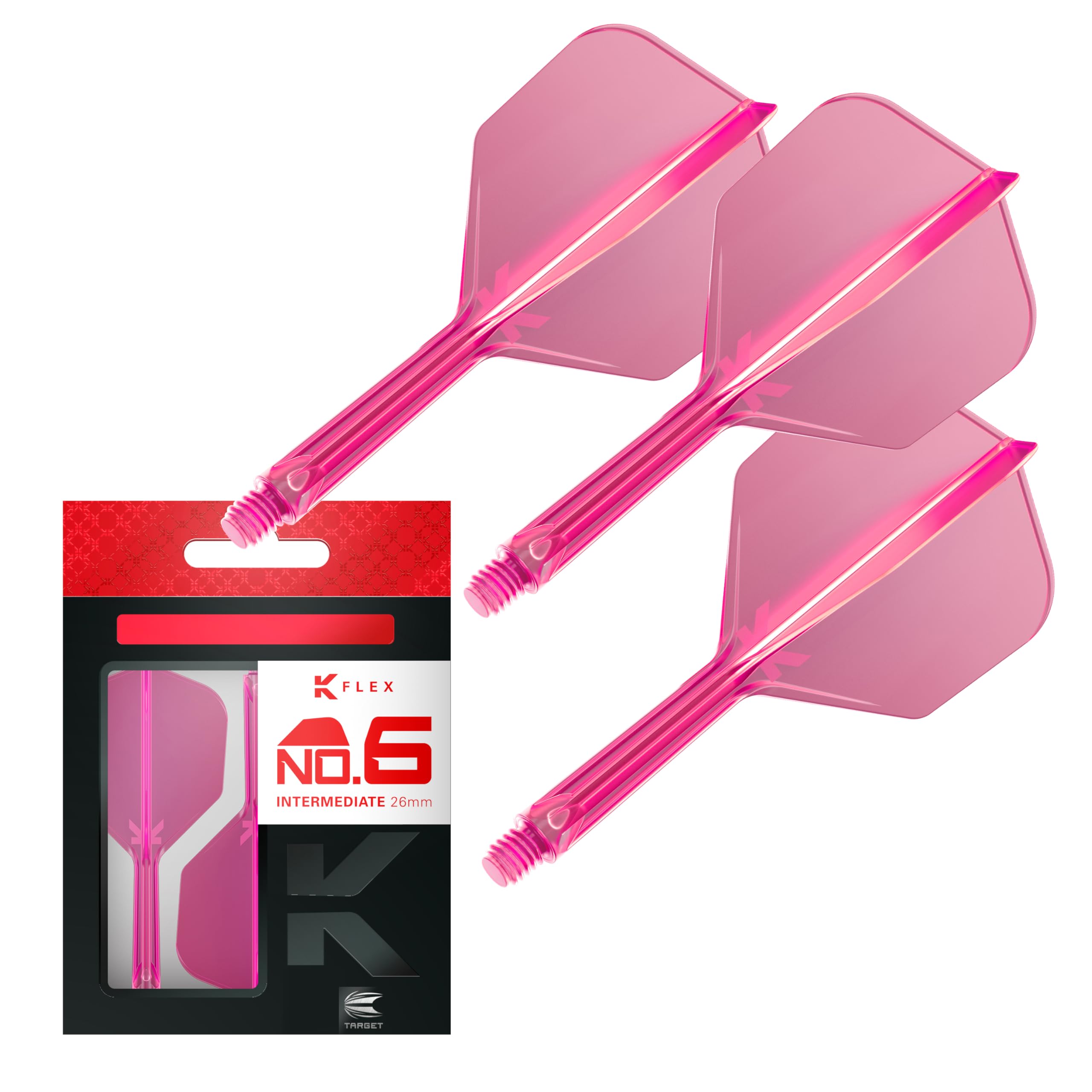 Target Darts K Flex Dart Flights & Shafts Pack of 3, Intermediate 26mm, Pink, Model taf1542