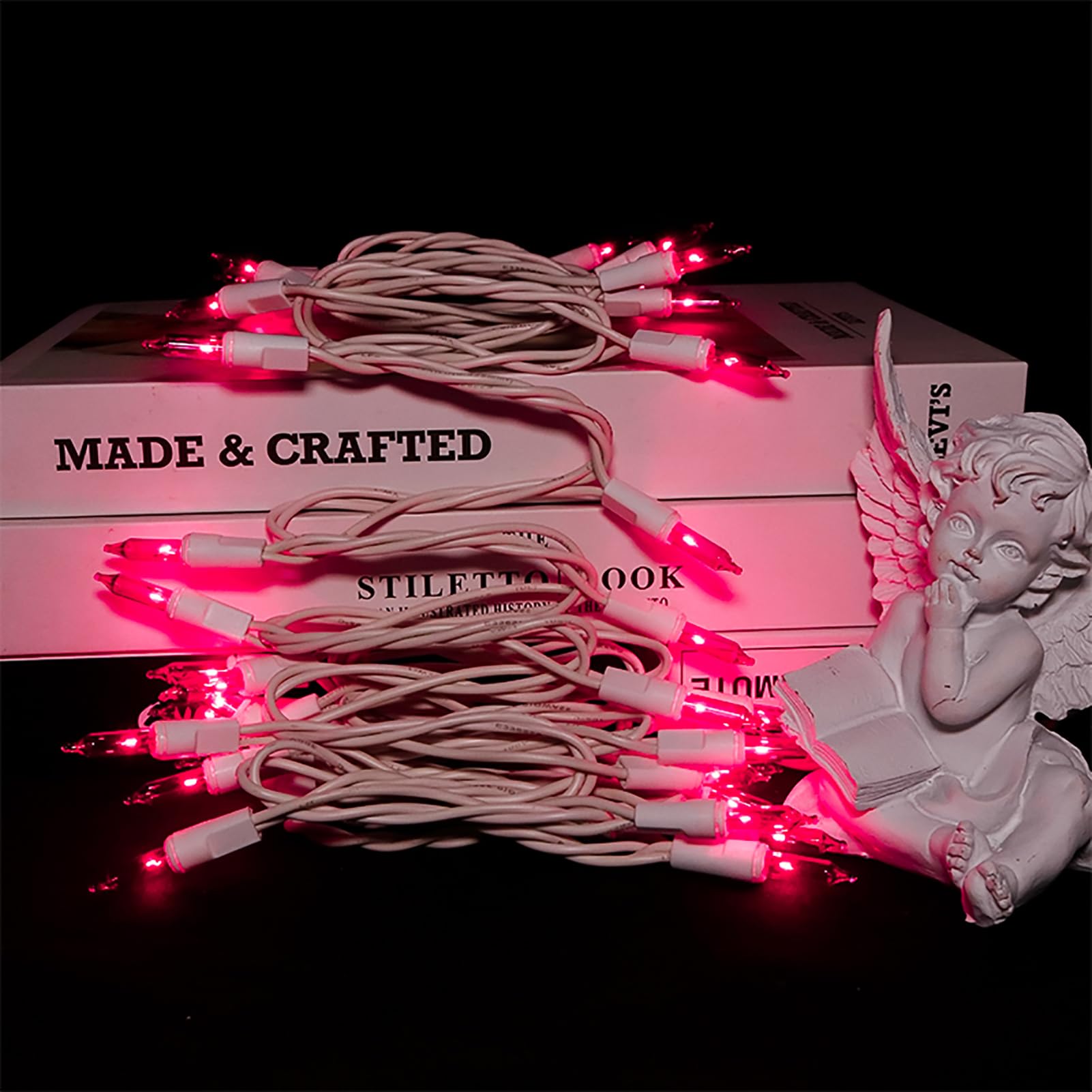 Multi-Sparking Pink Christmas String Lights - 35 Count Incandescent Mini Pink Christmas Lights For Small Tree, Crafts, Indoor An