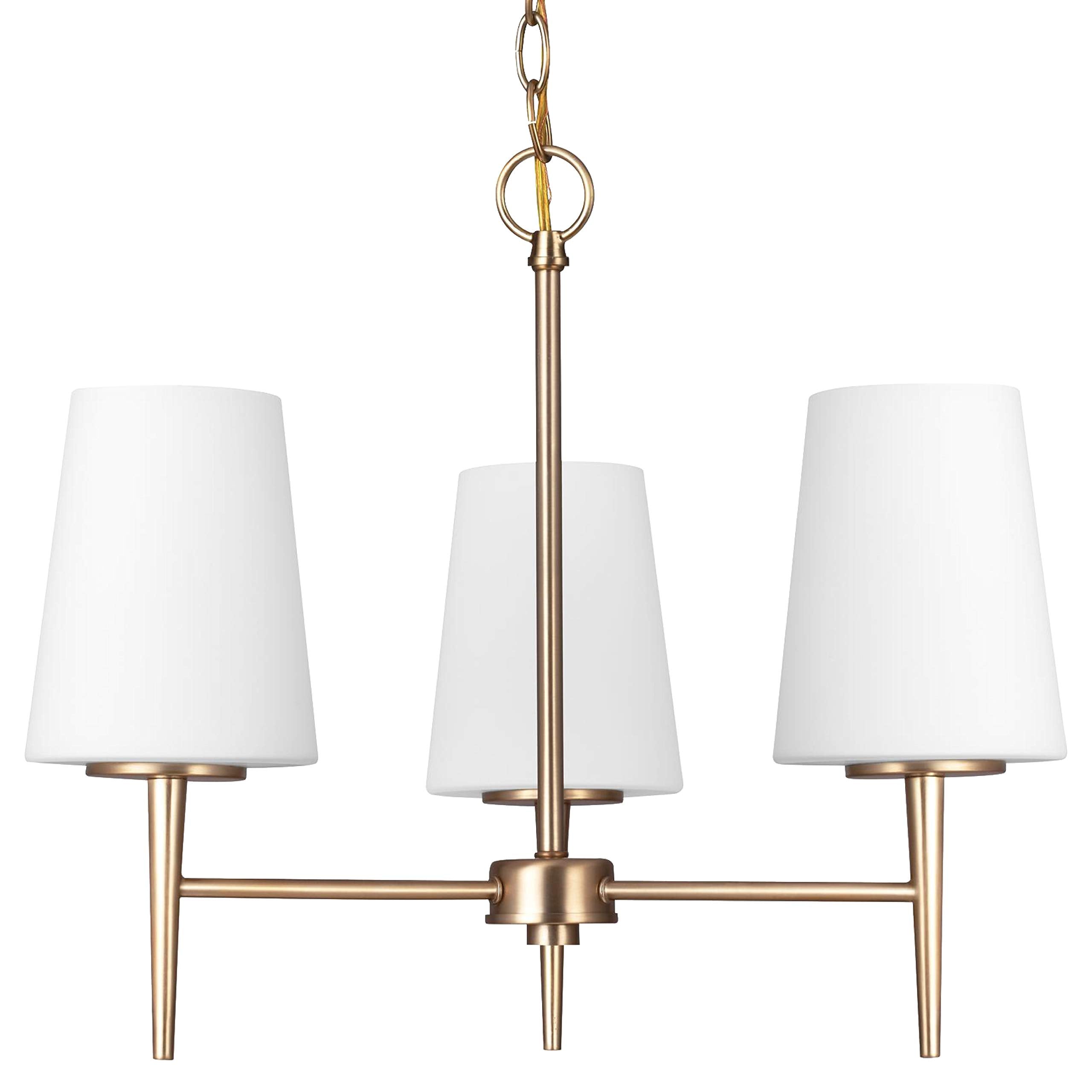 Sea Gull Lighting Driscoll Chandelier, Three Light, Alloy Steel, Satin Bronze Finish, Model 3140403-848