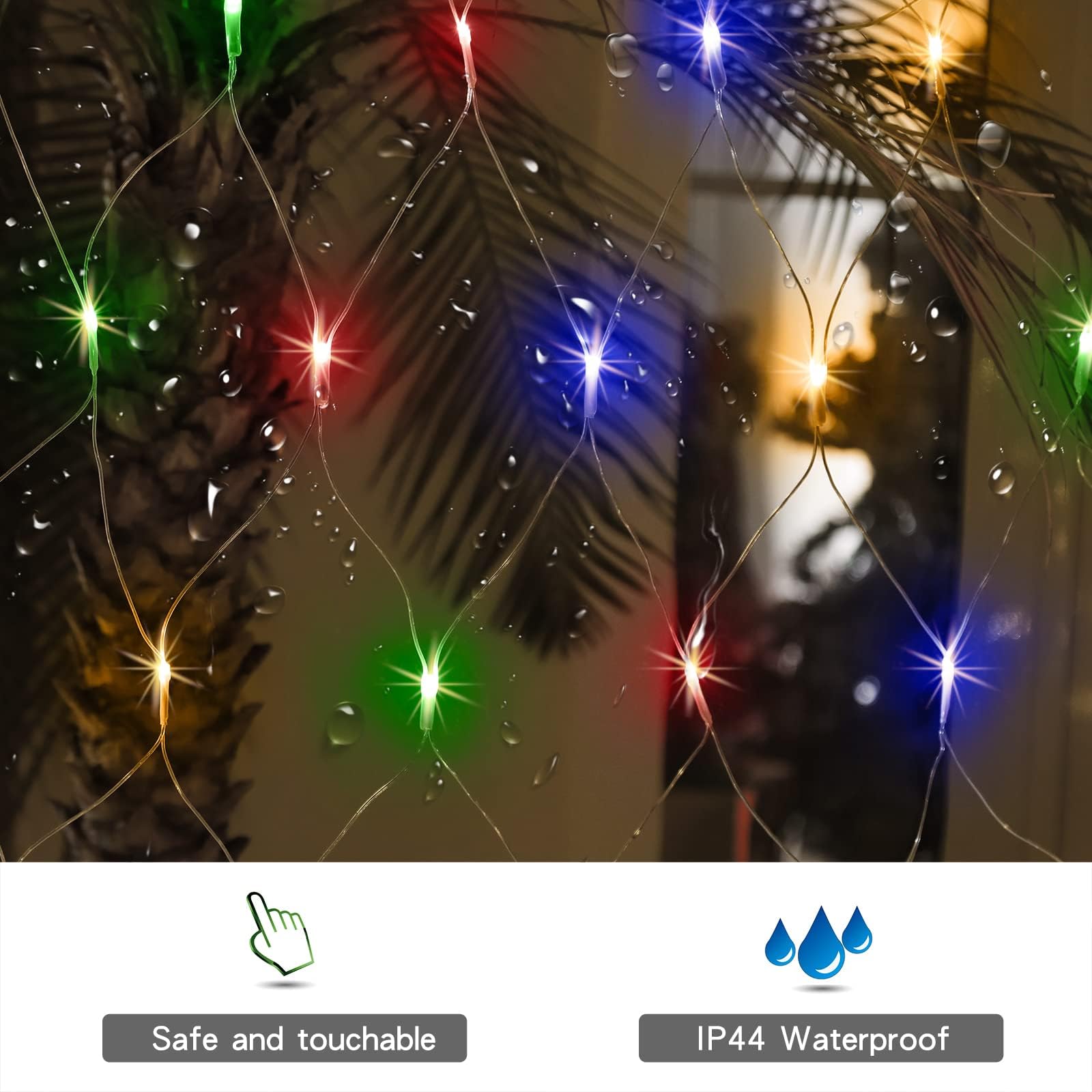 Ijg 200 Led Christmas Net Lights,Connectable 10X6.5Ft Mesh String Lights,8 Modes Waterproof Outdoor Mesh Fairy Lights For Xmas Trees, Bushes, Wedding, Garden (Multicolor)