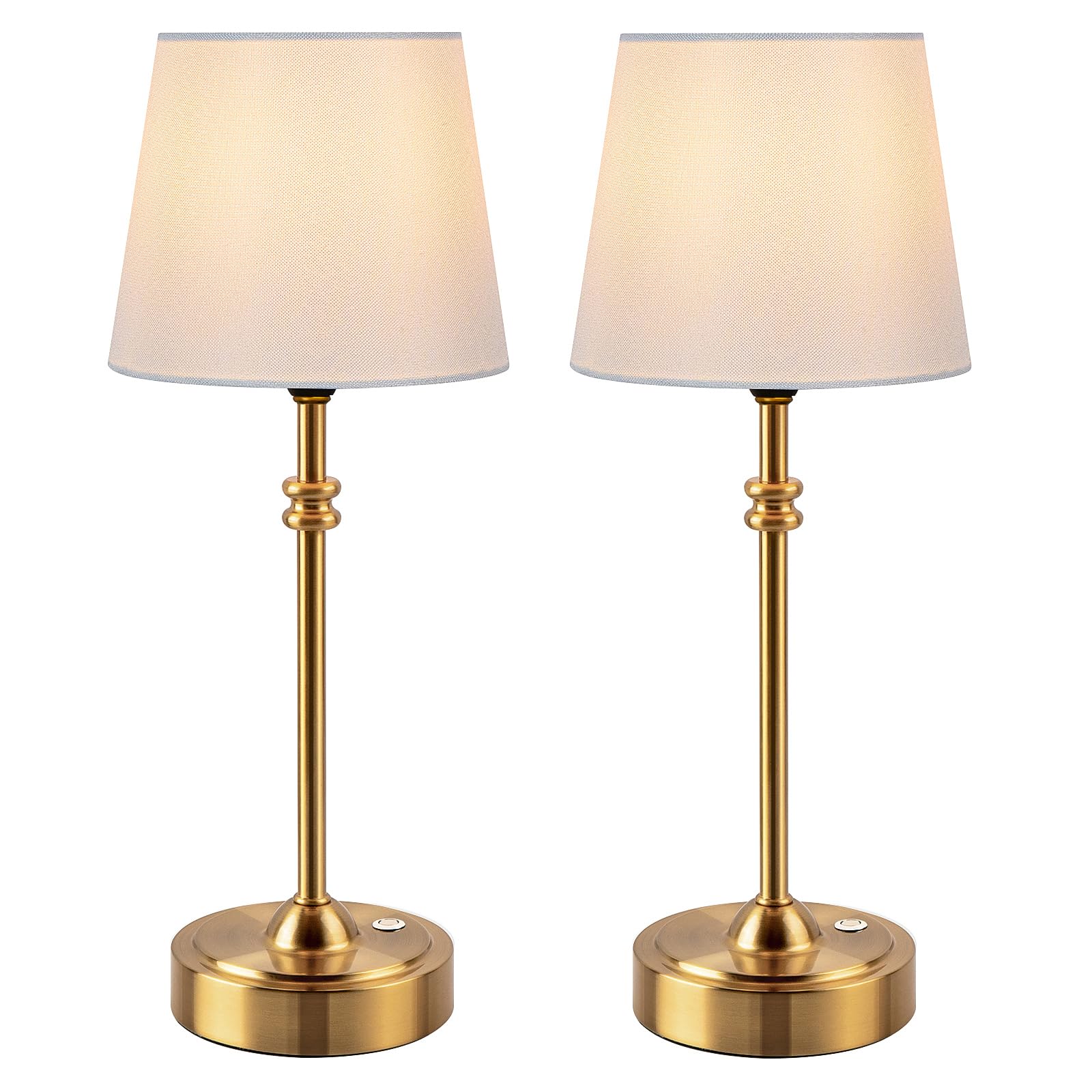 ONEWISH Cordless Table Lamps Set of 2 - Battery Powered Lamp, 4000mAh Rechargeable, Stepless Dimmable, Wireless Lamp with Fabric