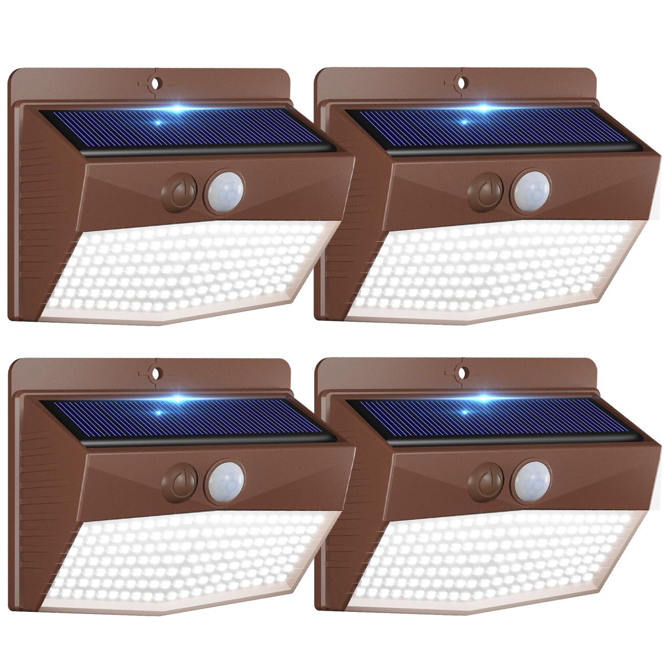 Peasur Solar Outdoor Lights Motion Sensor Waterproof 4 Pack Brown Plastic