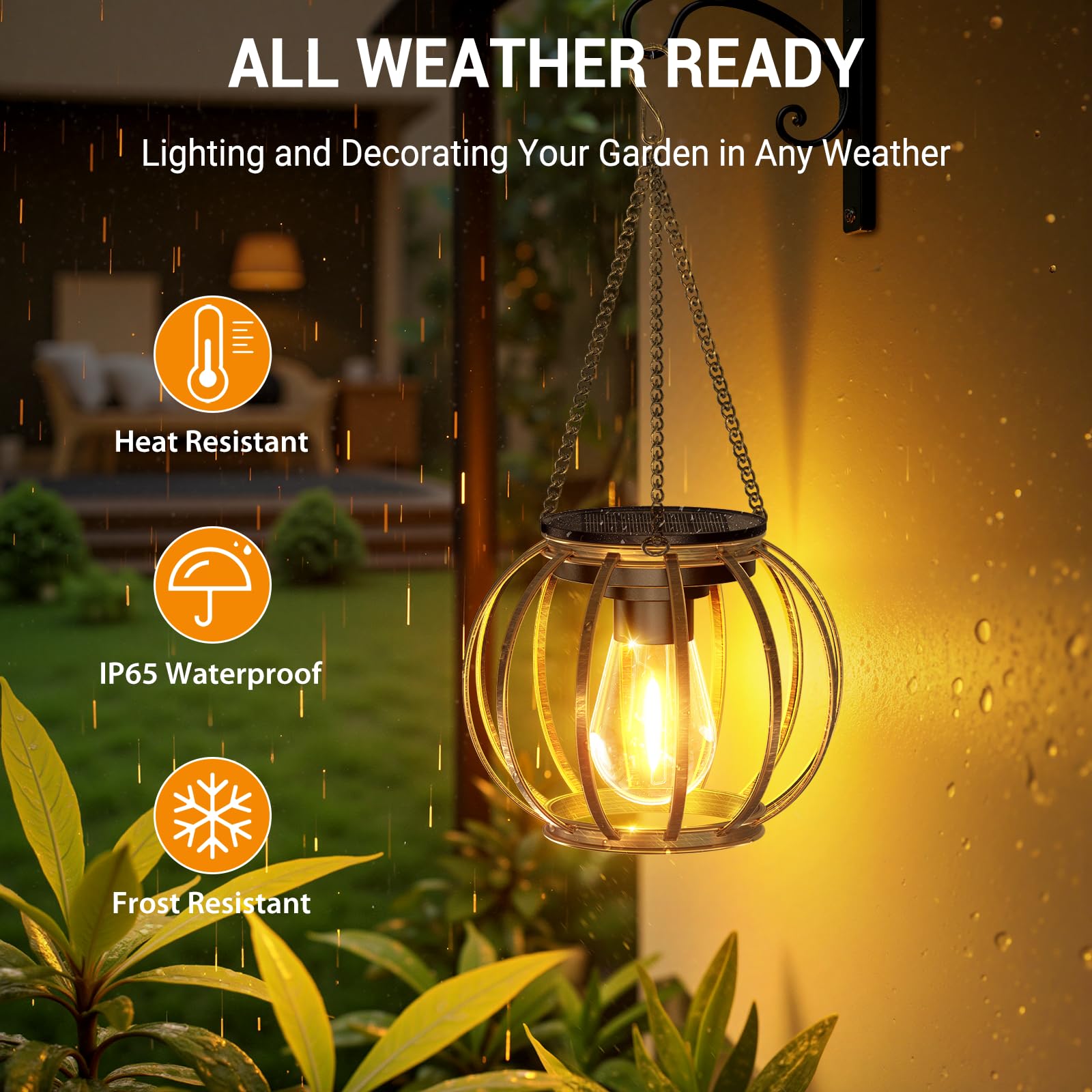 KOOPER Solar Lanterns Outdoor, Waterproof Bronze Metal, 2 Pack, Auto On/Off for Yard Patio Garden Decor, Model TLL005