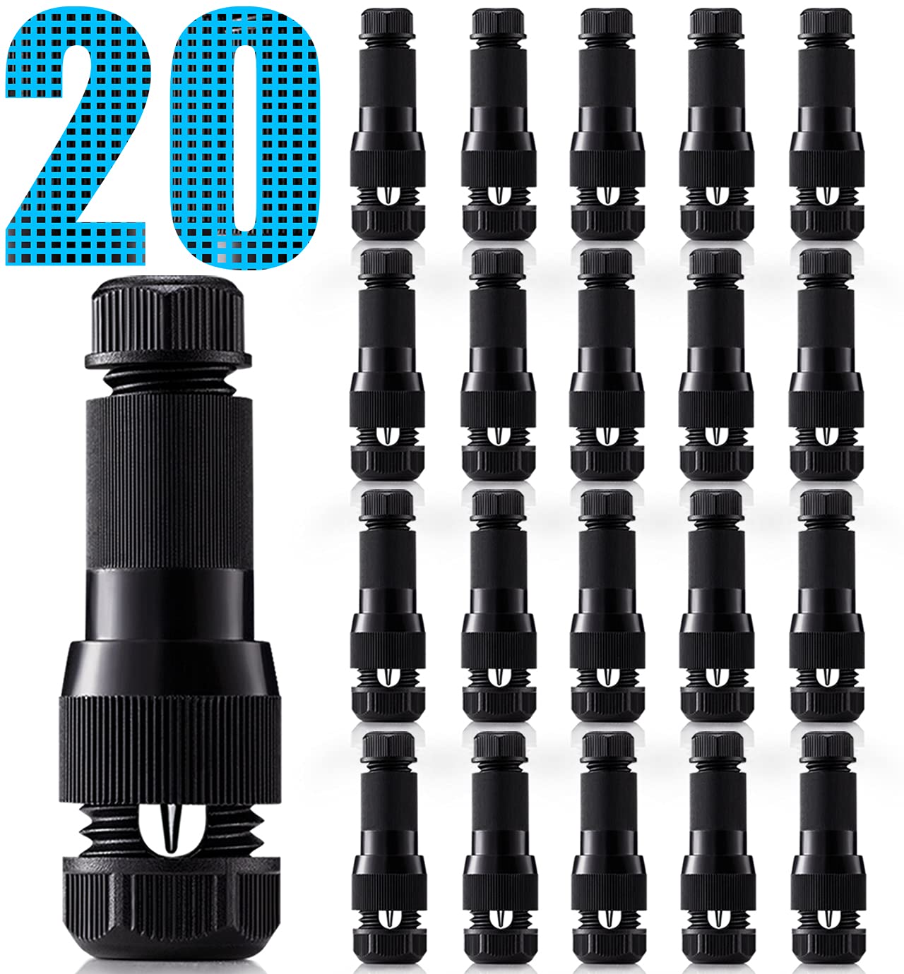 SUNVIE Low Voltage Wire Connectors, Nylon, 12-14 Gauge, Black, 20 Pack