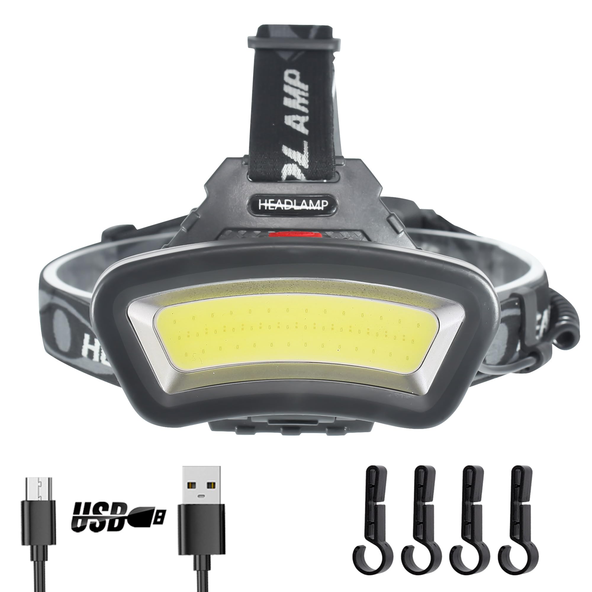 Pzzoe Headlamp Led Headlight Rechargeable 22000 High Lumen Usb Head Light, Head Lamp Cob Floodlight With Red Light For Adults - 