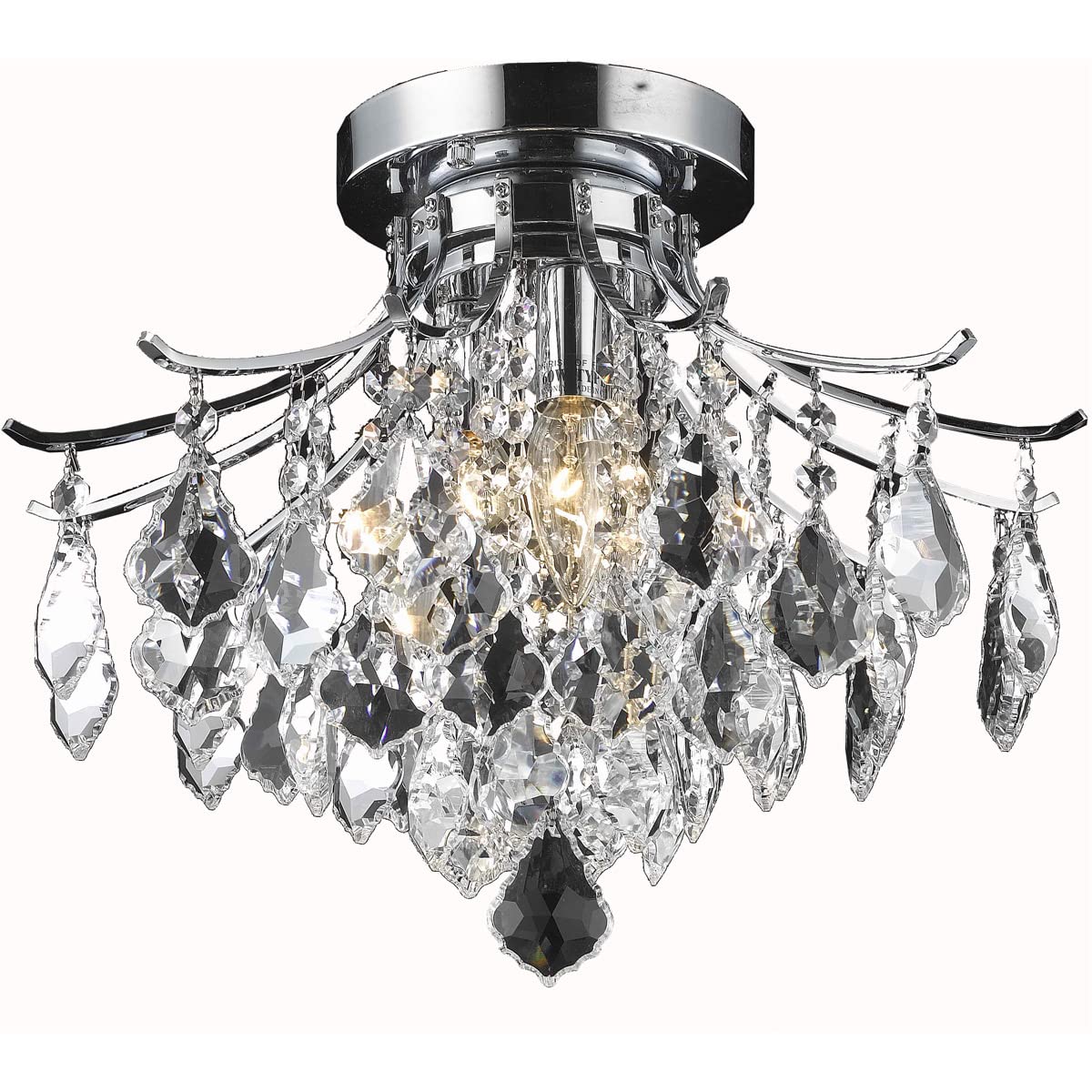 Elegant Lighting Living District Indoor Modern Home Decor Bright Amelia Collection Flush Mount D16in H12in Lt:3 Chrome Finish