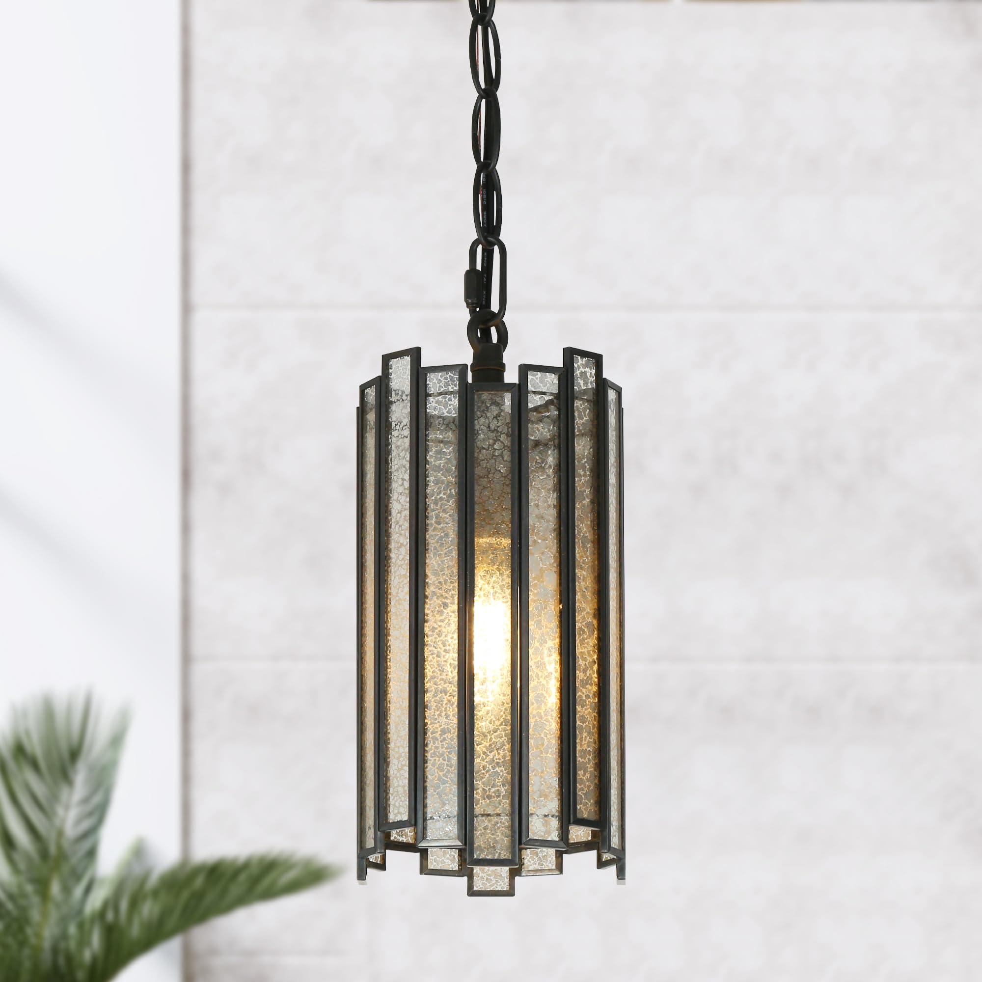 KSANA Black Pendant Lights Kitchen Island, Kitchen Pendant Lighting Over Island with Colored Glass Shade, Modern Hanging Light F
