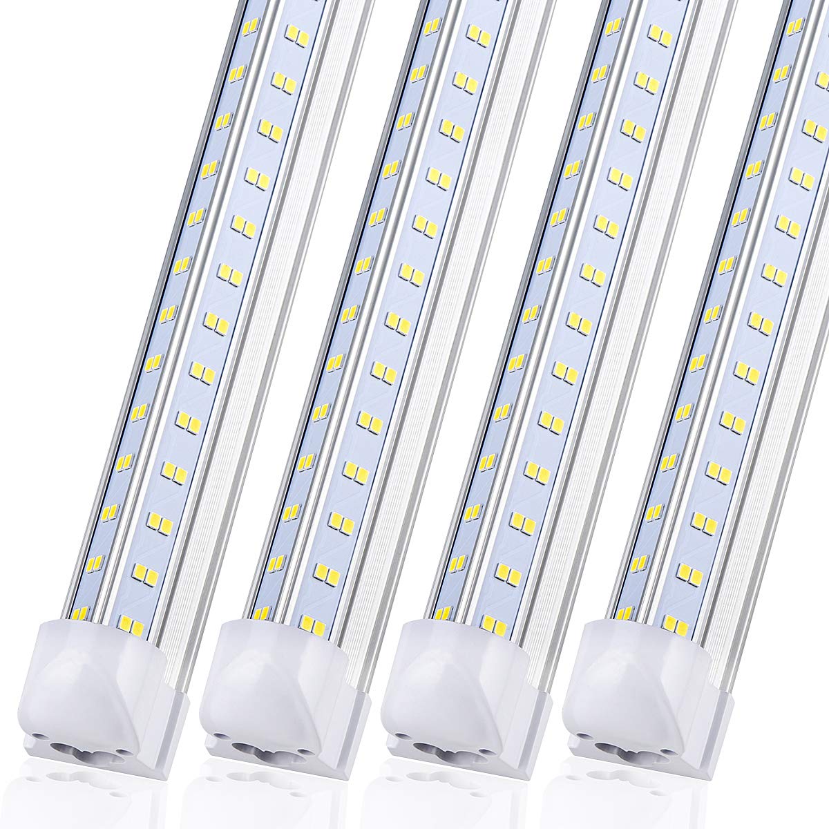 Ftubet 8Ft Led Shop Light Fixture, 120W Integrated Led Tube Light,18000Lm, 6000-6500K, Clear Cover,High Output,Four Row V Shape 